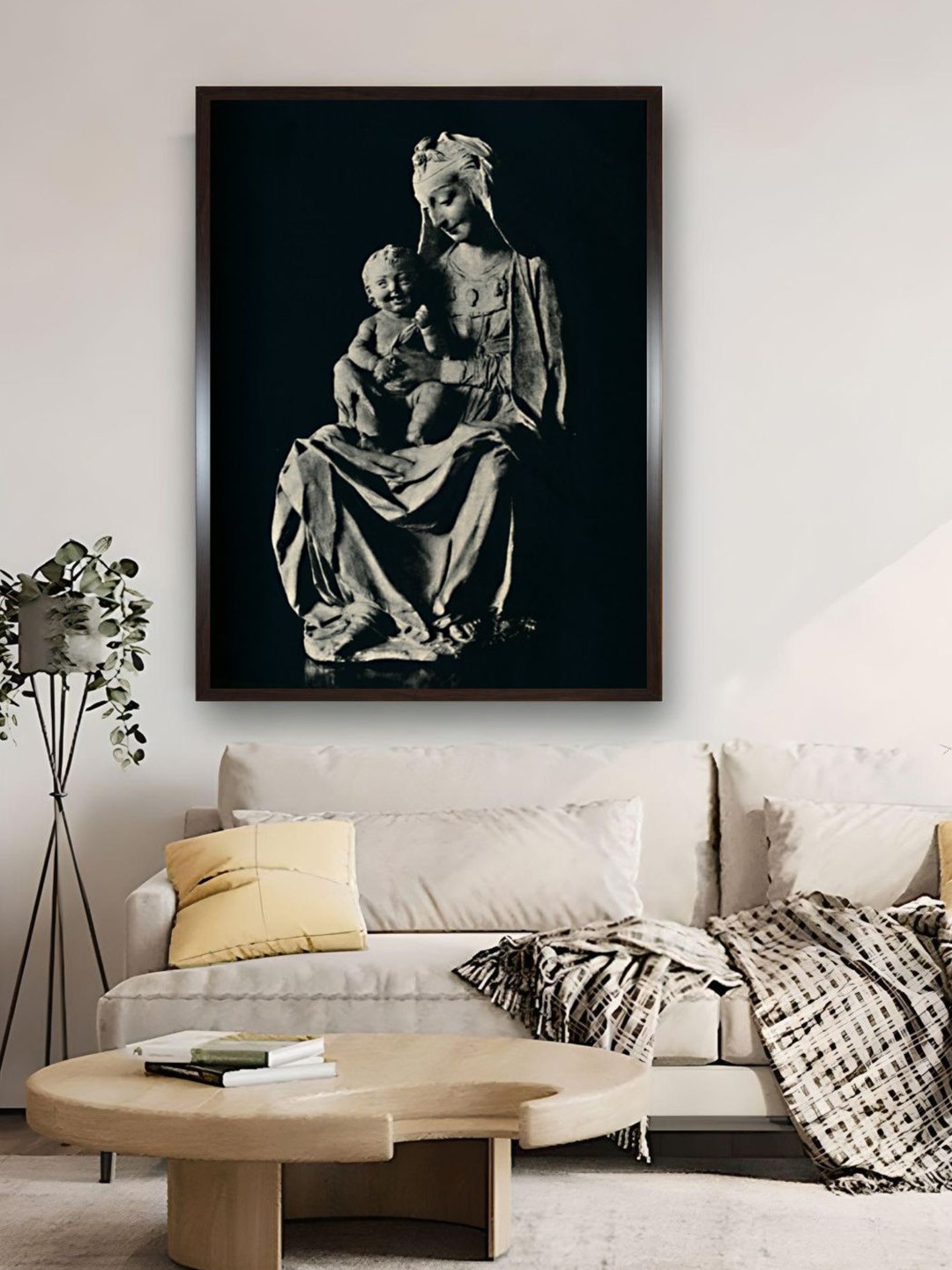 

The Art House Black & Grey Madonna With Laughing Child Canvas Painting Wall Art