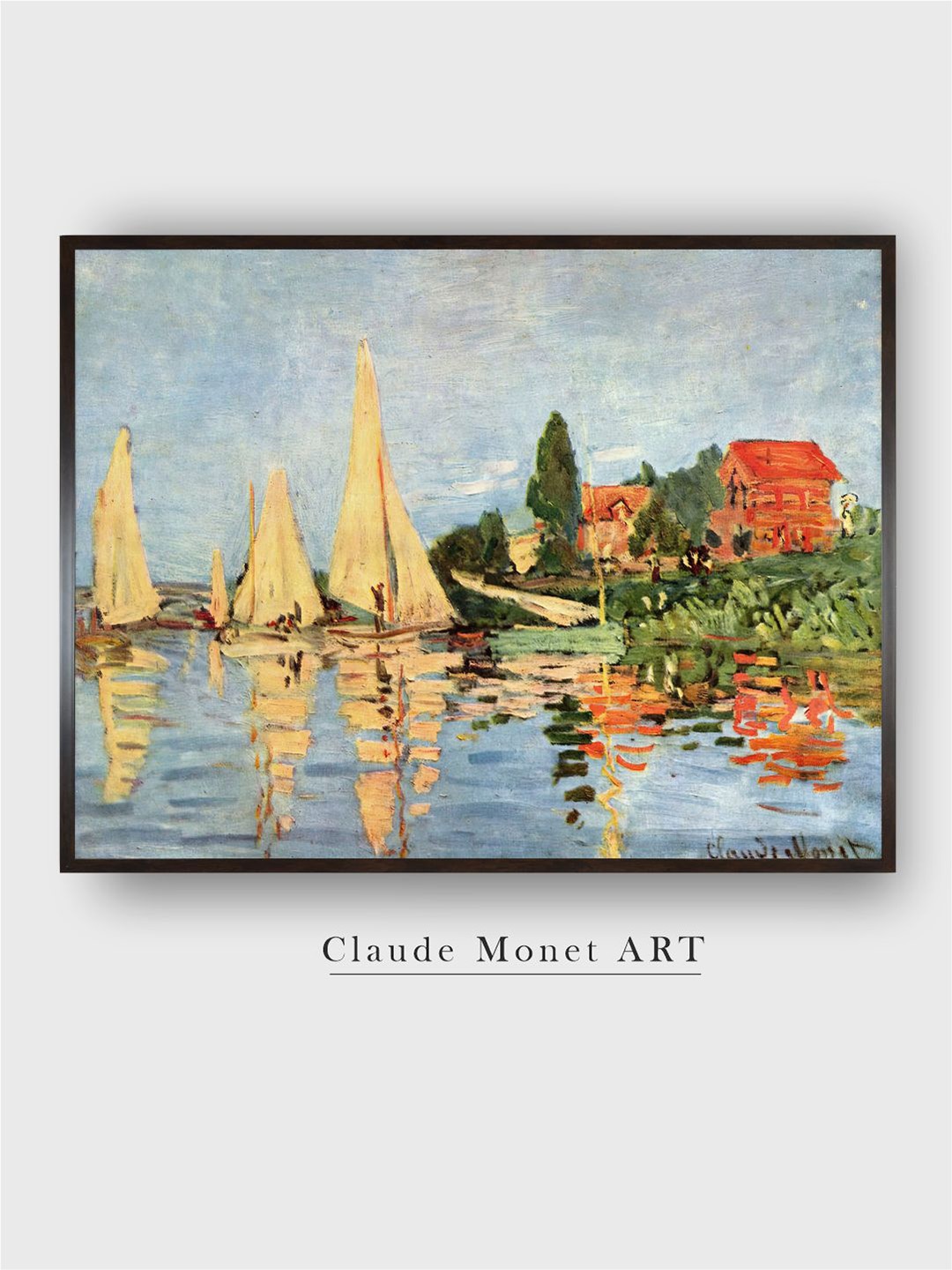 

The Art House Grey & Brown Wooden Regatta at Argenteuil Painting Rectangular Wall Art
