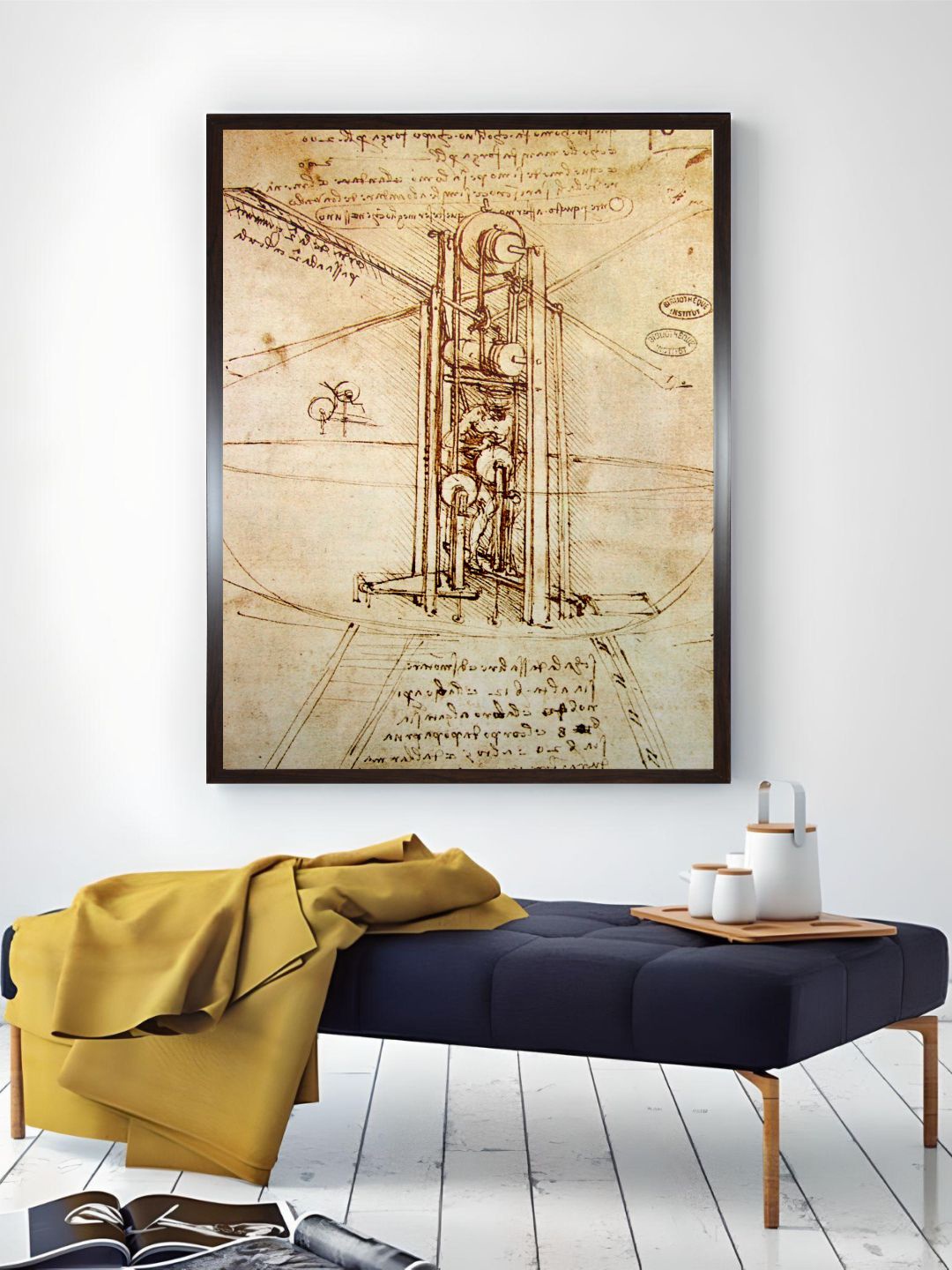 

The Art House Beige & Black Drawing of a Flying Machine Wooden Painting Wall Art