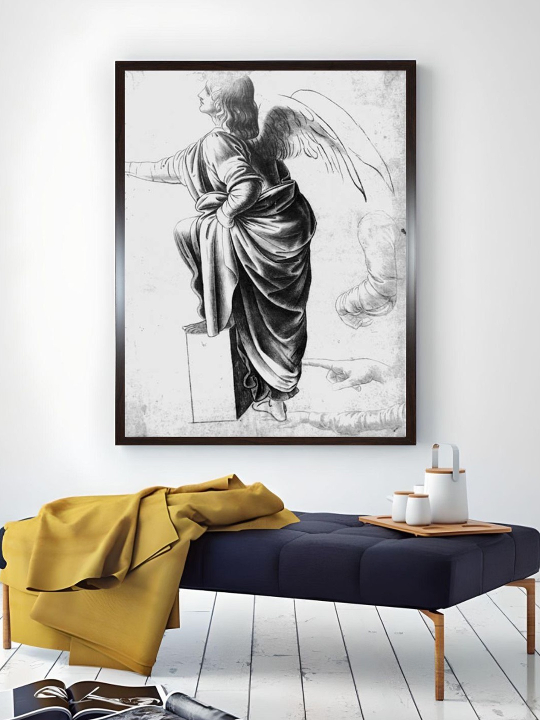 

The Art House White & Grey Study Of An Angel Wooden Painting Wall Art