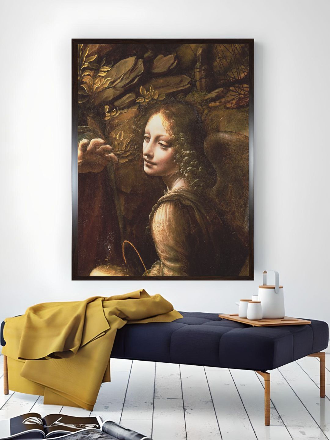 

The Art House Brown & Gold toned The Virgin of the Rocks Canvas Painting Wall Art