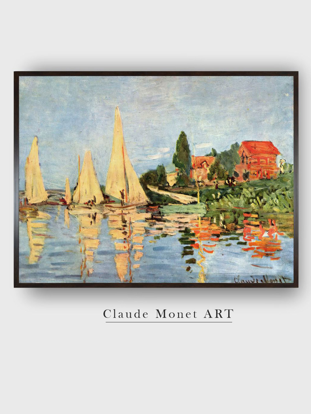 

The Art House White Regatta At Argenteuil Canvas Wall Painting, Blue