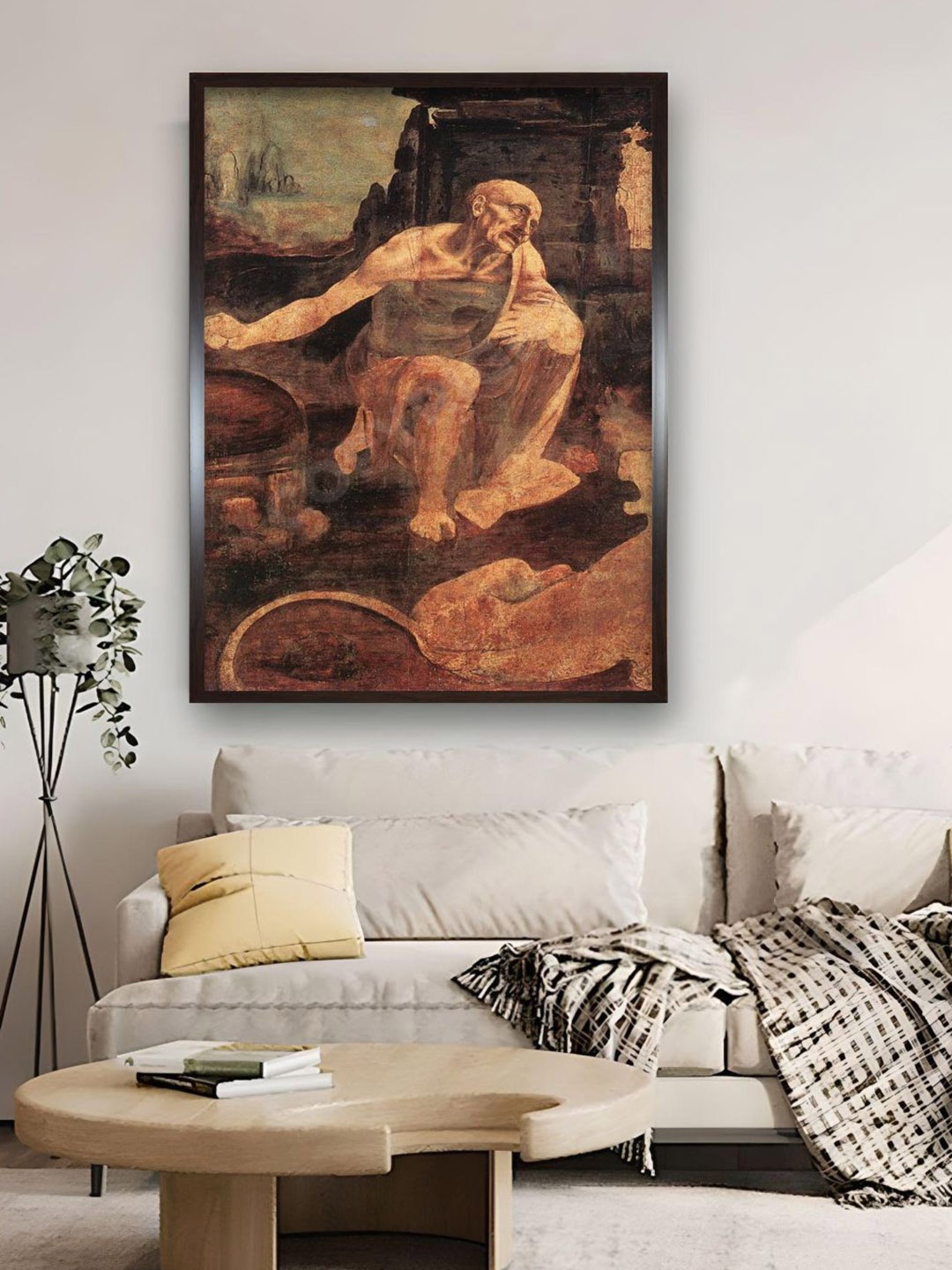 

The Art House Beige & Brown Canvas Saint Jerome Painting Wall Art