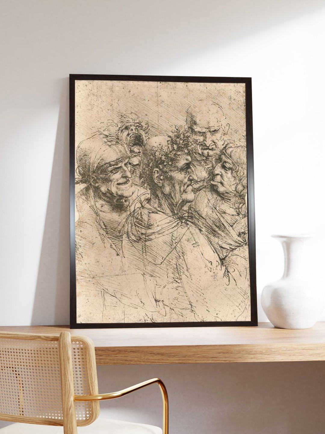 

The Art House Beige & Black Drawing Of Caricatures Painting Wall Art