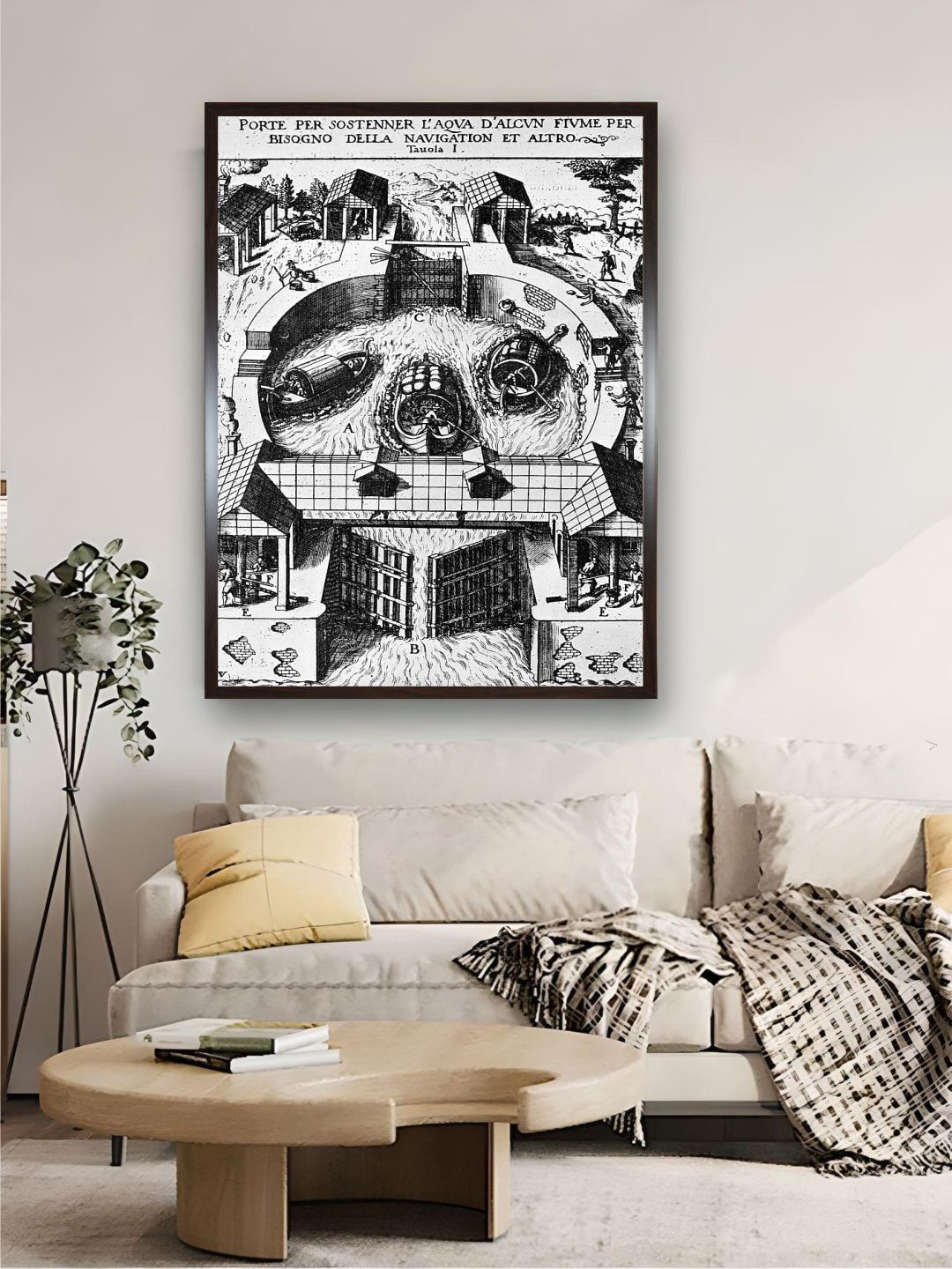 

The Art House White & Black Hinged Canal Lock Gates Canvas Painting Wall Art