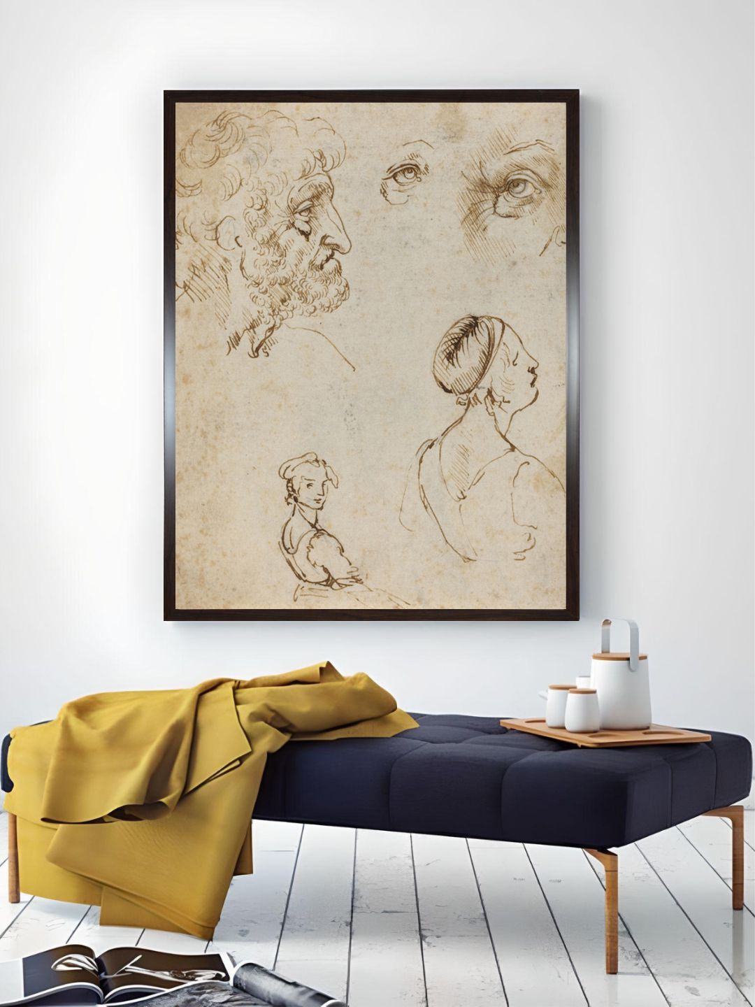 

The Art House Beige Sheet Of Studies Leonardo Da Vinci Painting Wall Art