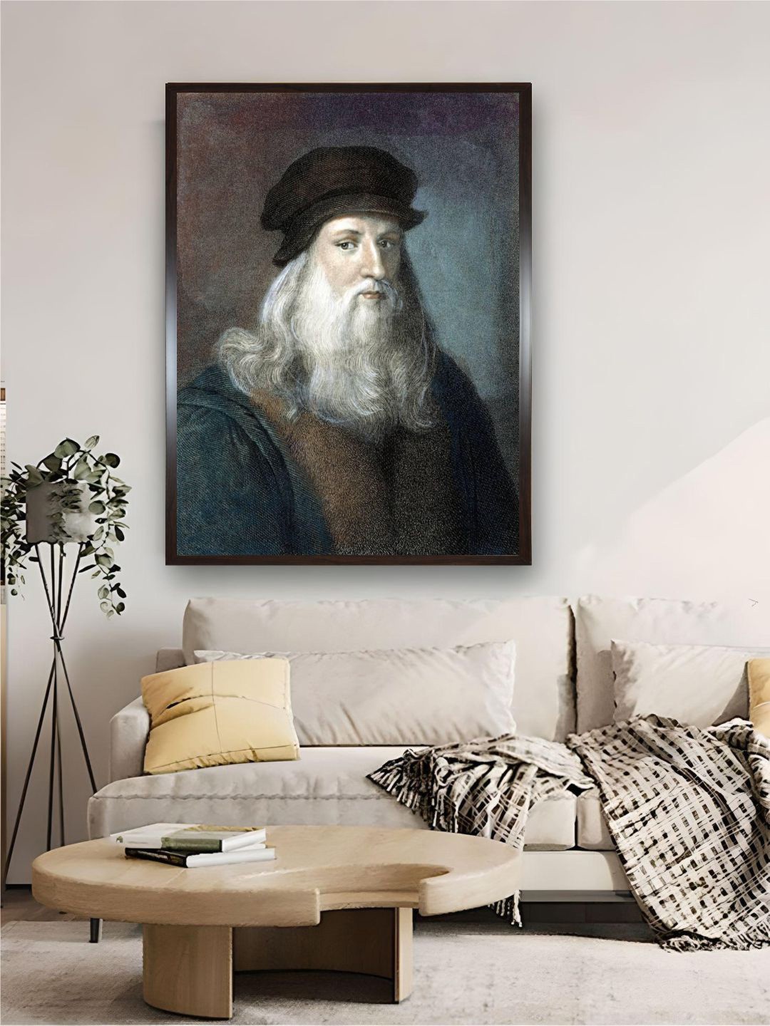 

The Art House Grey White Canvas Wooden Leonardo Da Vinci Painting Wall Art
