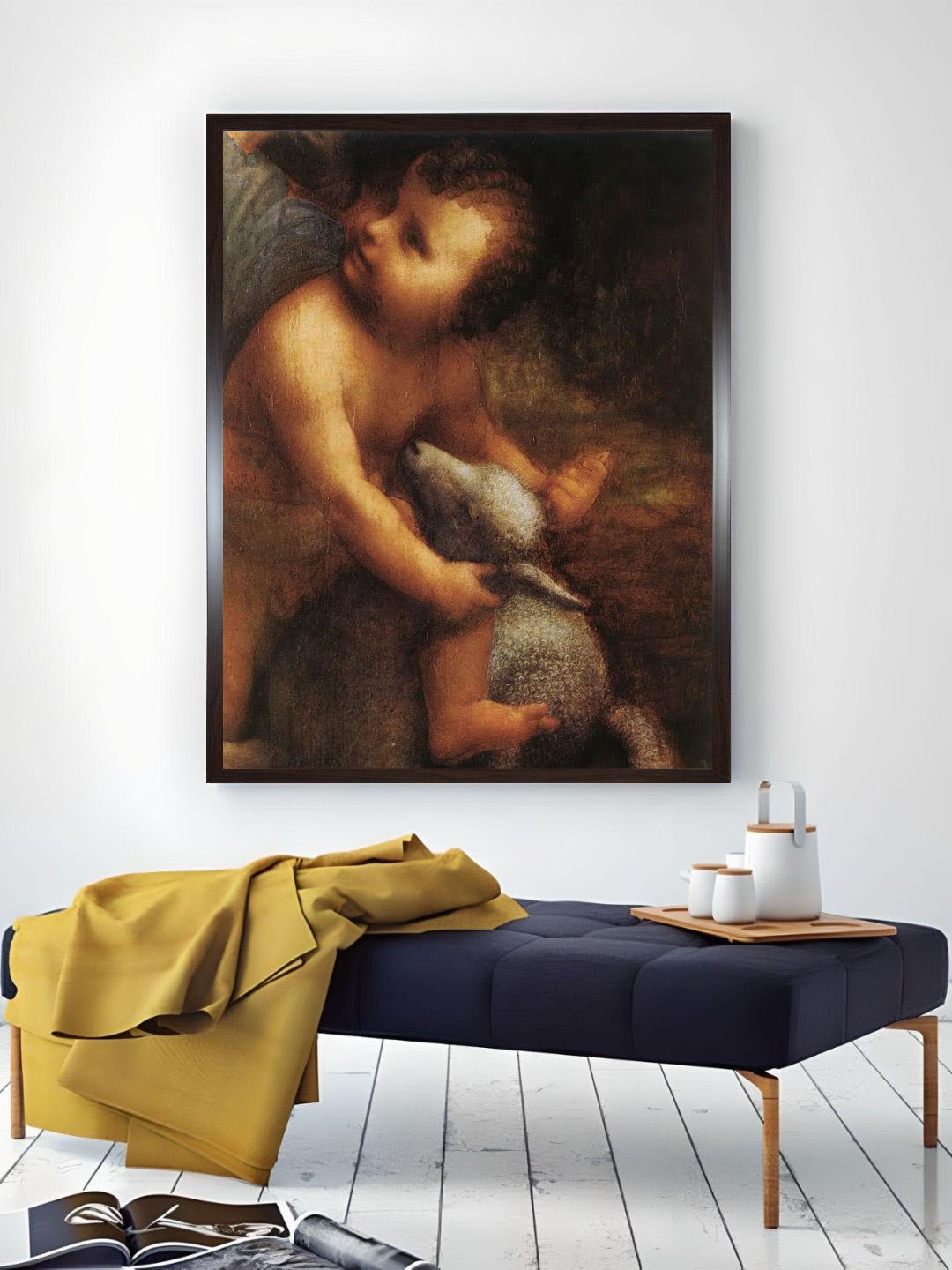

The Art House Beige Jesus Playing With The Lamb Painting Wall Art