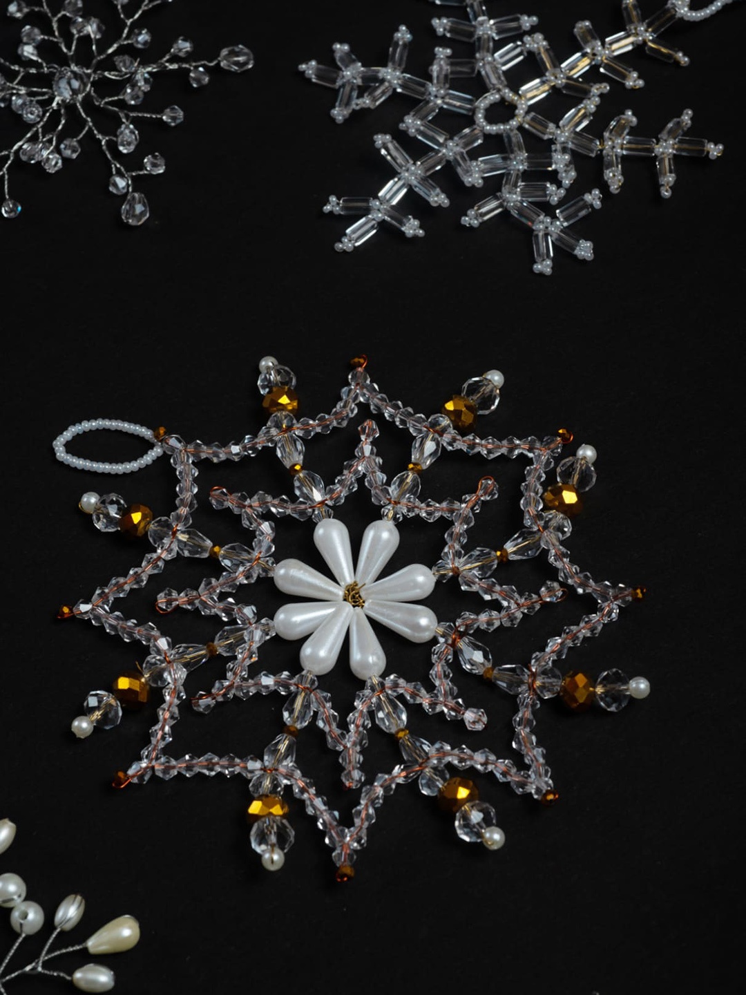 

Choko White & Yellow 5 Piece Snowflake Wintersweet Christmas Decor