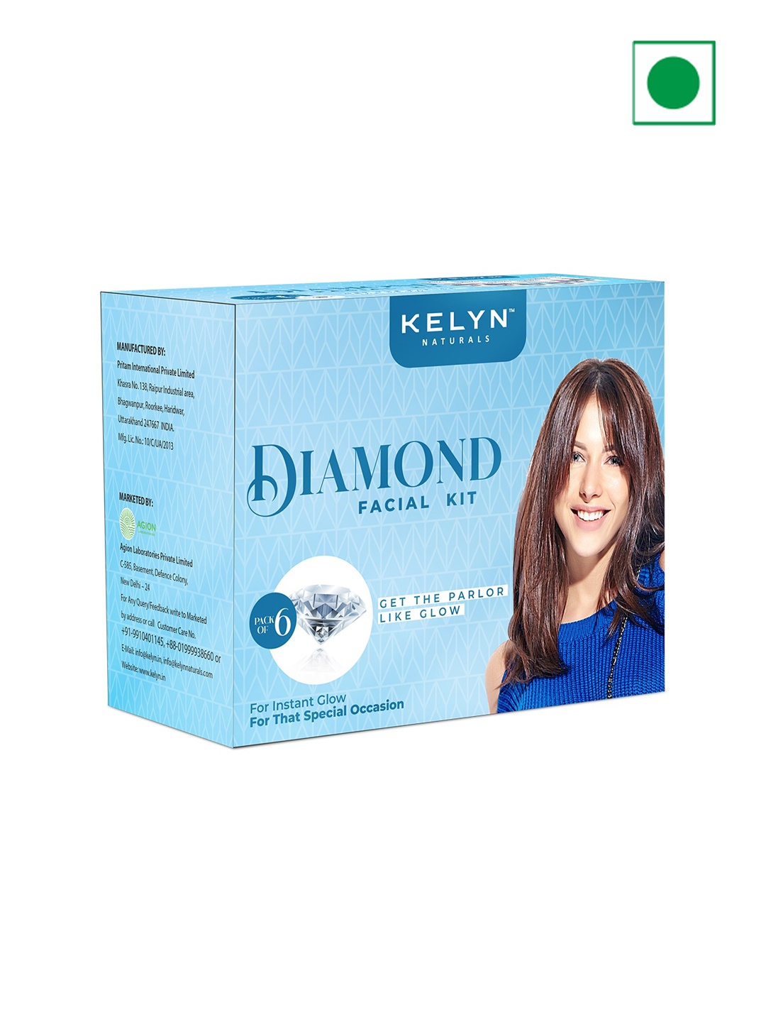 

KELYN Set Of 6 Diamond Facial Kit For Prompt Radiance - 10g Each, Blue