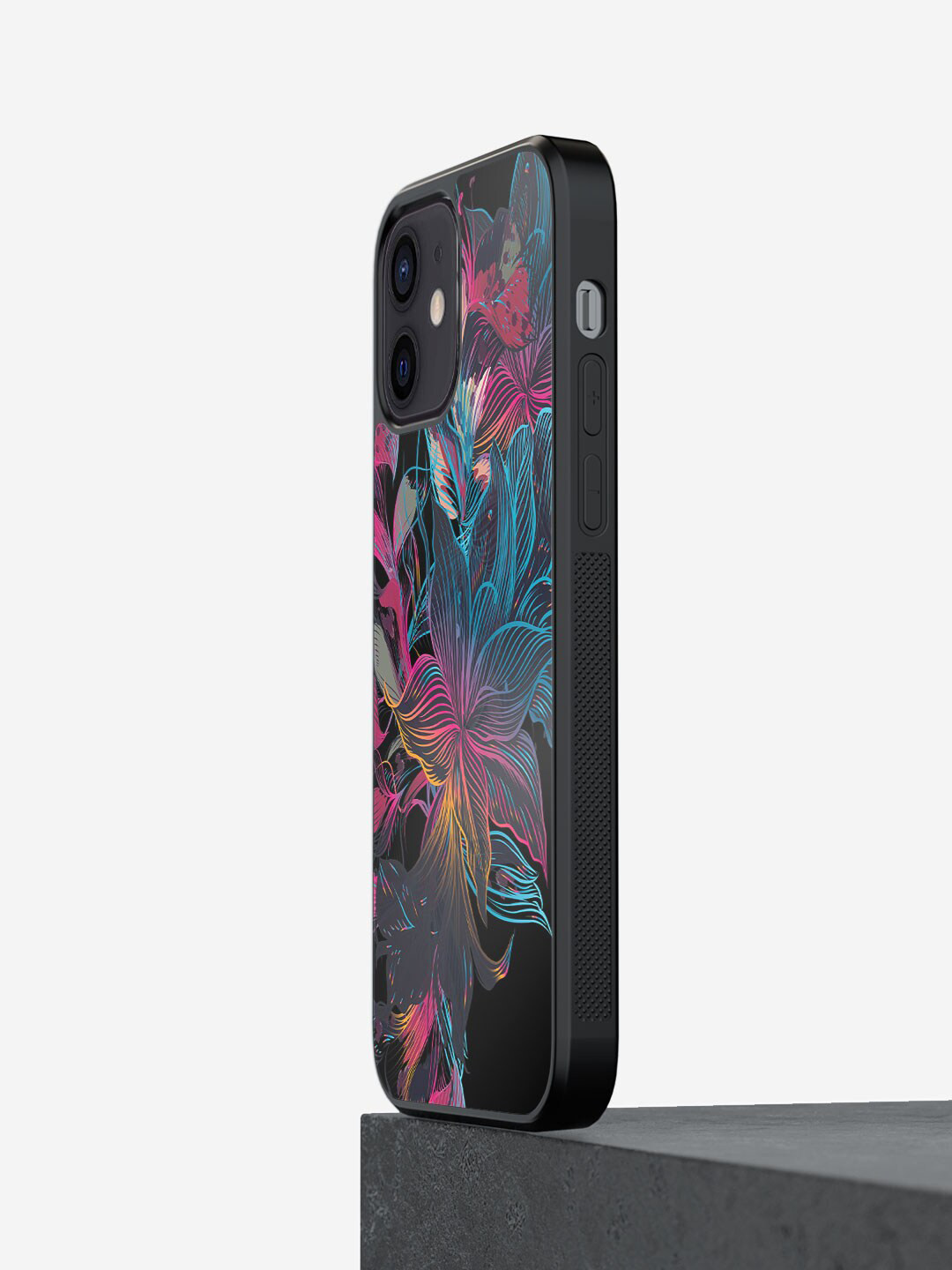 

macmerise Floral Printed iPhone 12 Mini Bumper Case, Black