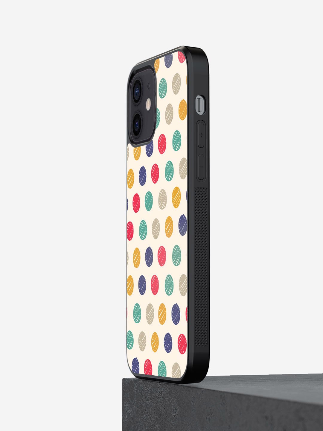 

macmerise Polka Dot Printed Glossy Finish iPhone 12 Mini Bumper Case Cover, Beige