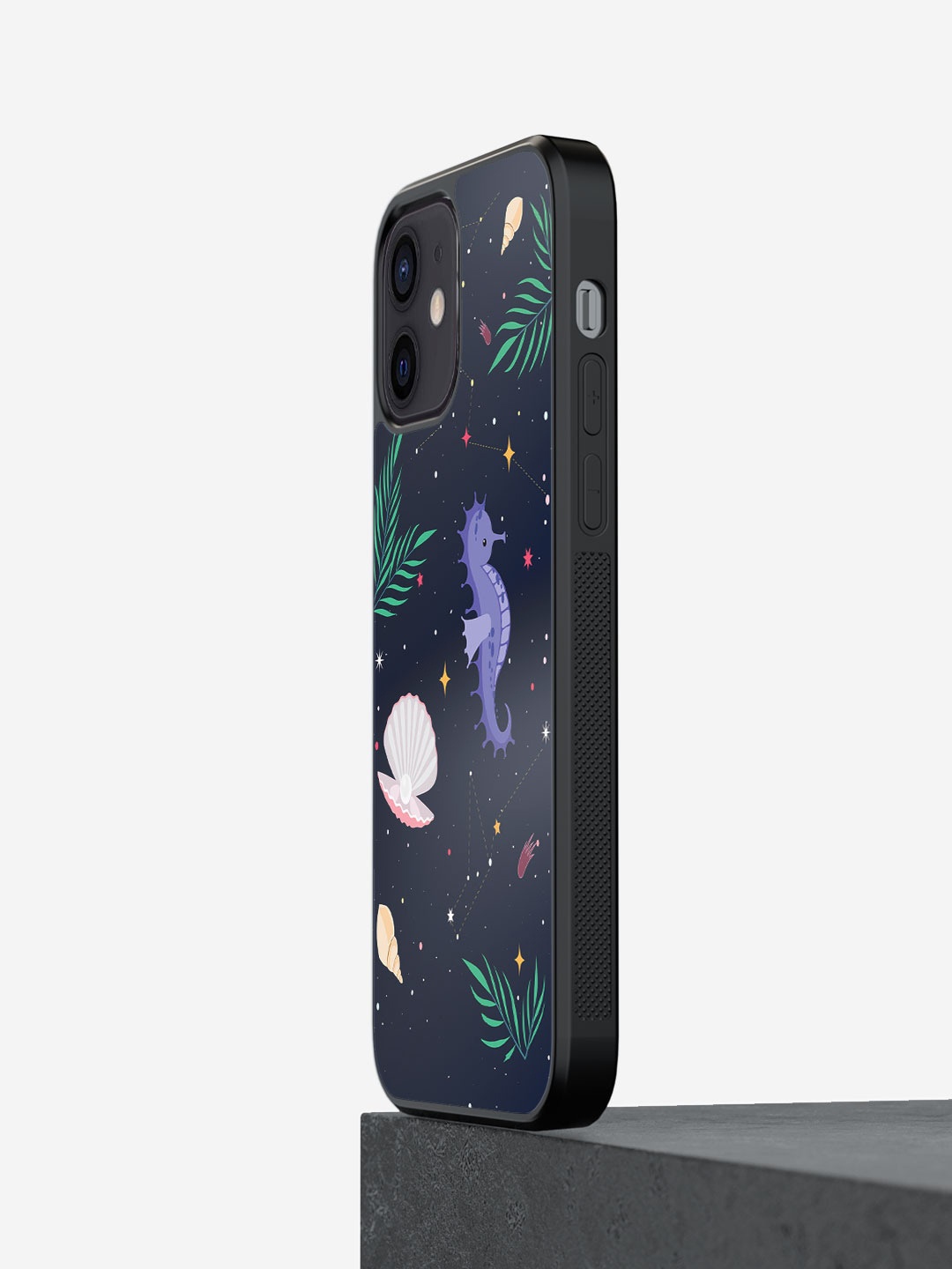 

macmerise Space Beach iPhone 12 Mini Bumper Case Cover, Black