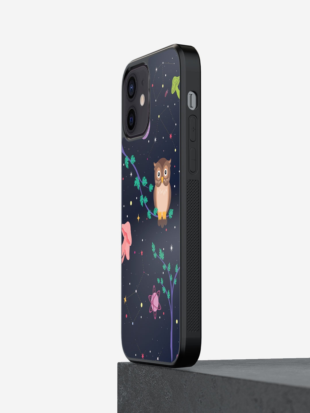 

macmerise Space Owl iPhone 12 Mini Bumper Case Cover, Navy blue