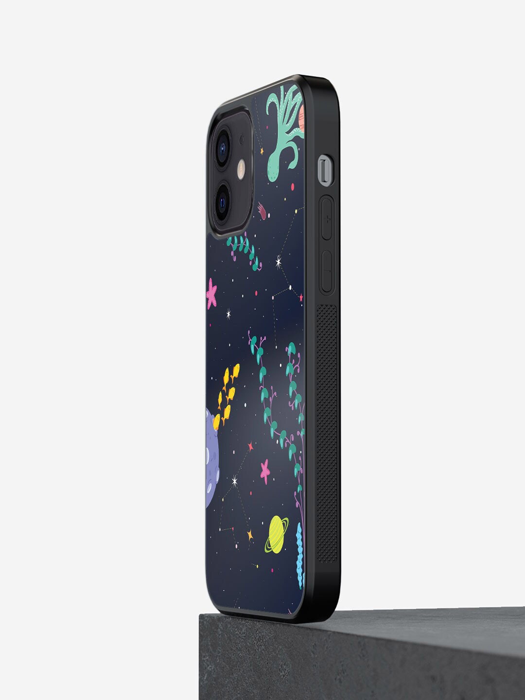 

macmerise Space Aquarium iPhone 12 Mini Bumper Case Cover, Black