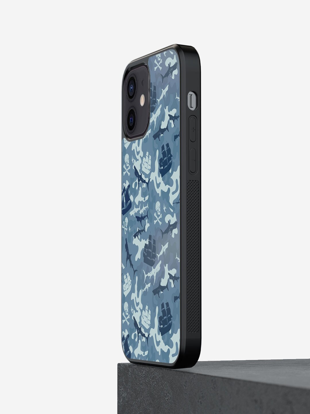 

macmerise Pirates Pattern Printed iPhone 12 Mini Bumper Case Cover, Blue