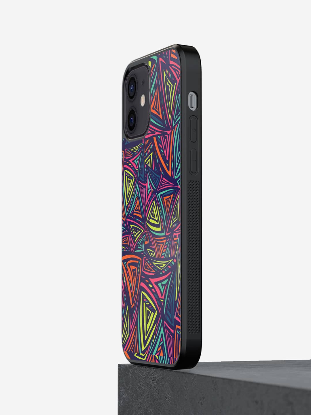 

macmerise Neon Angles Printed iPhone 12 Mini Bumper Case Cover, Pink