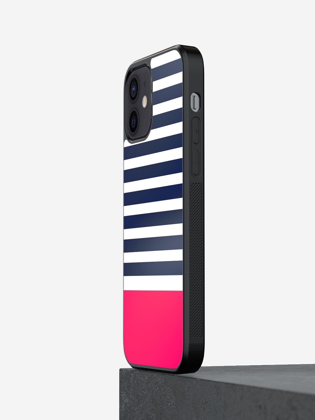 

macmerise Simply Striped IPhone 12 Mini Case Cover, Navy blue