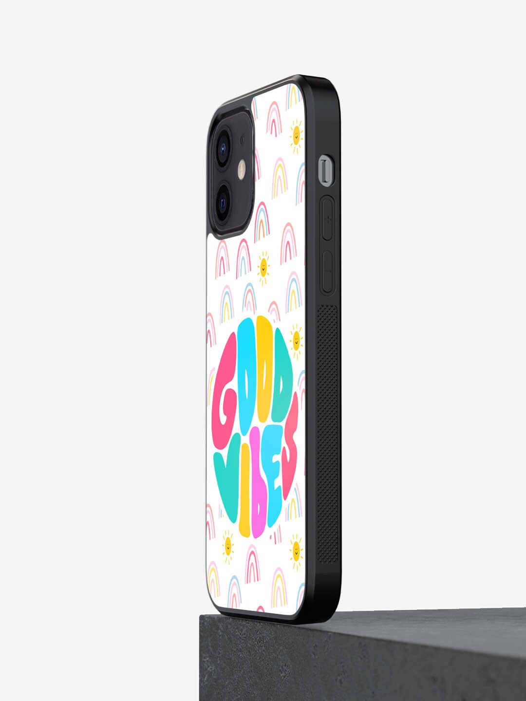 

macmerise Good Vibes Printed iPhone 12 Mini Bumper Case Cover, White