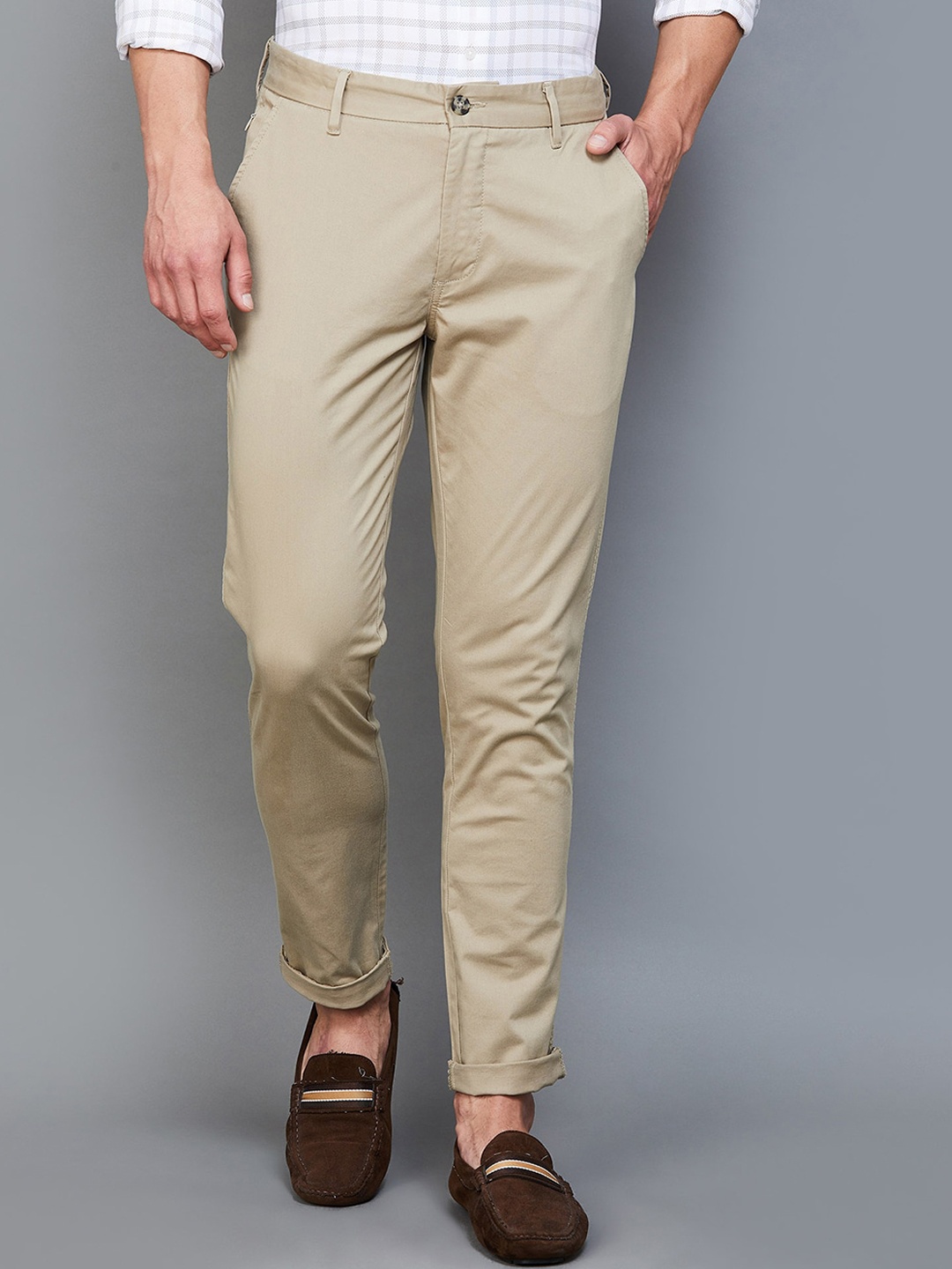 

CODE by Lifestyle Men Tapered Fit Trousers, Khaki