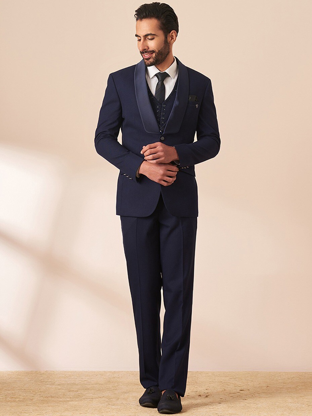 

Twamev Single-Breasted 6-Piece Formal Suit, Blue