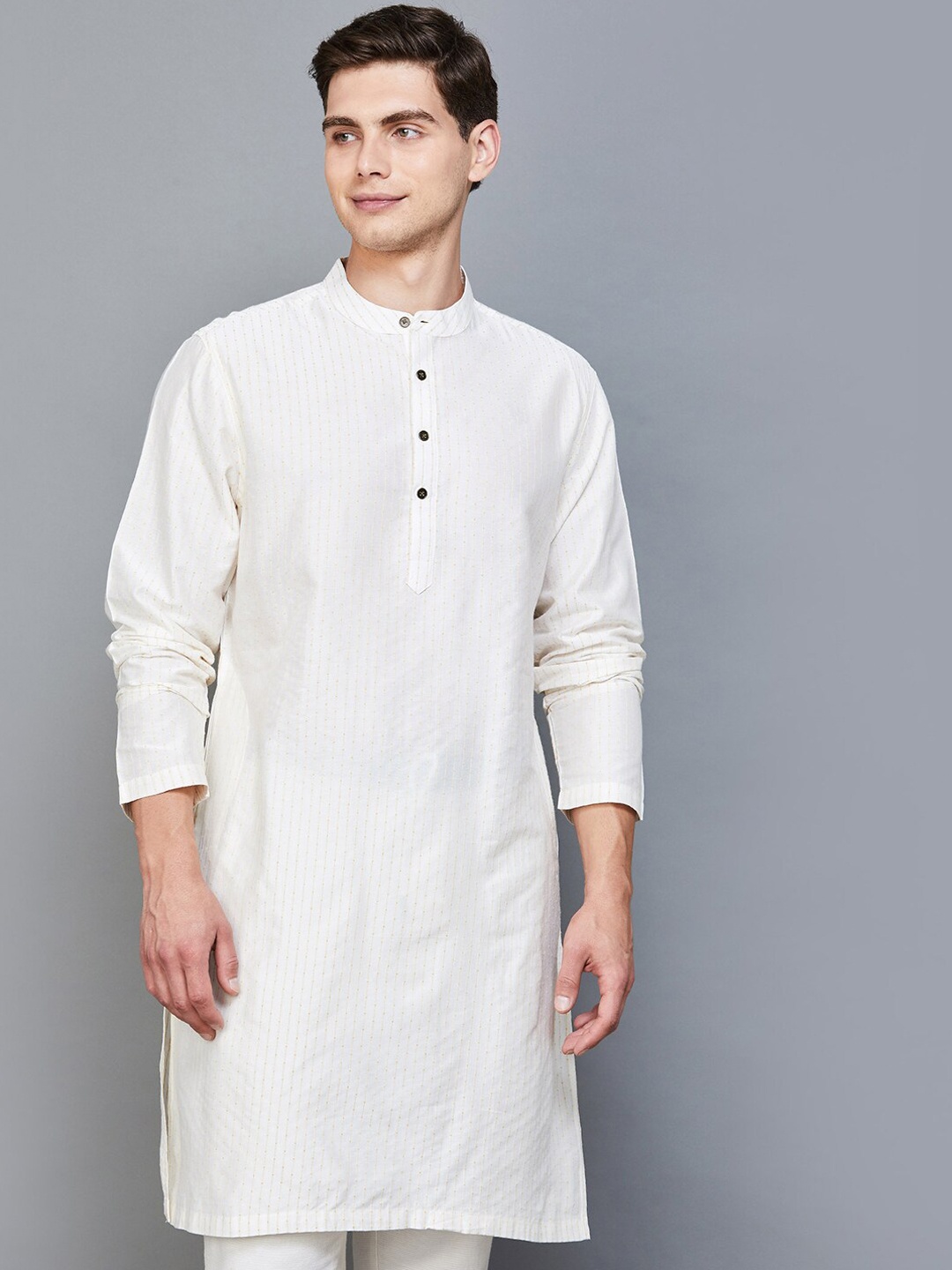 

Melange by Lifestyle Woven Design Cotton Straight Kurta, White