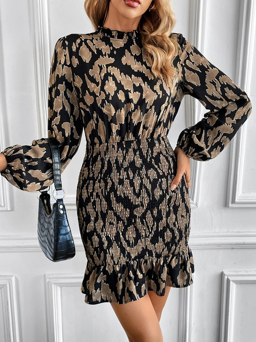 

Stylecast X Slyck Abstract Printed High Neck Bodycon Dress, Black