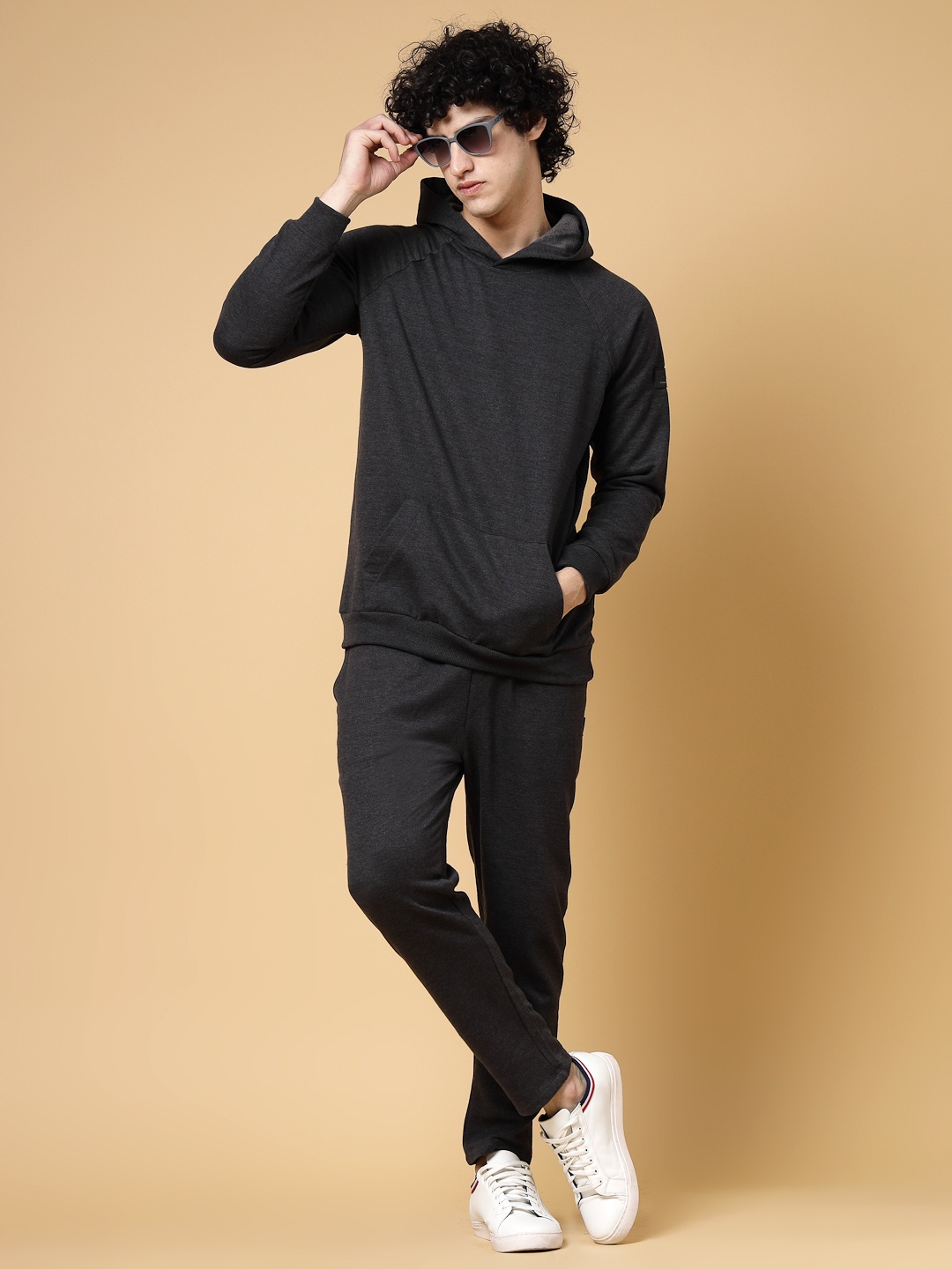 

Rigo Men Solid Hooded Cotton Tracksuits, Charcoal