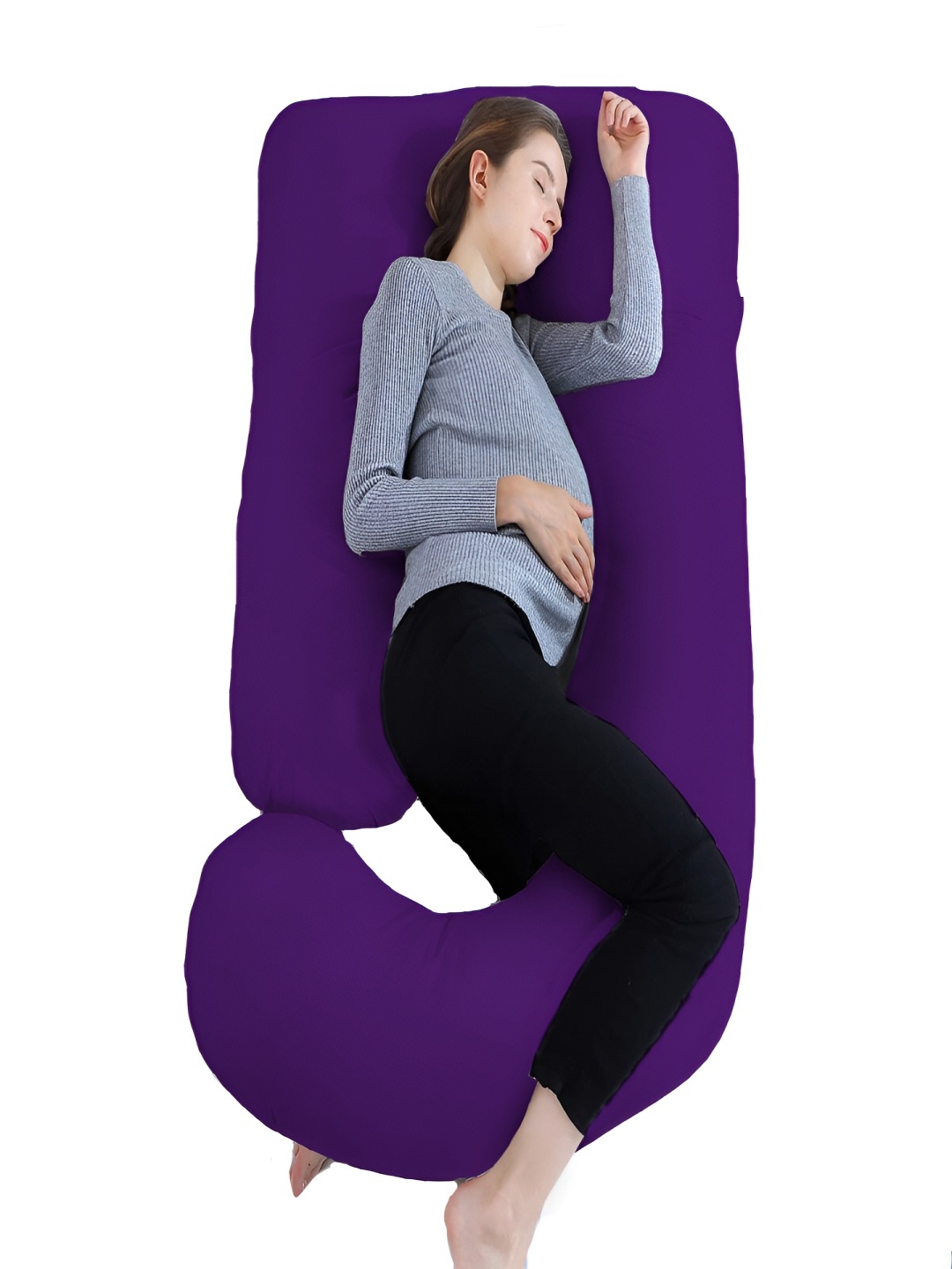 

Mom's Moon Purple Cotton Lightweight Maternity J Shaped Pillow