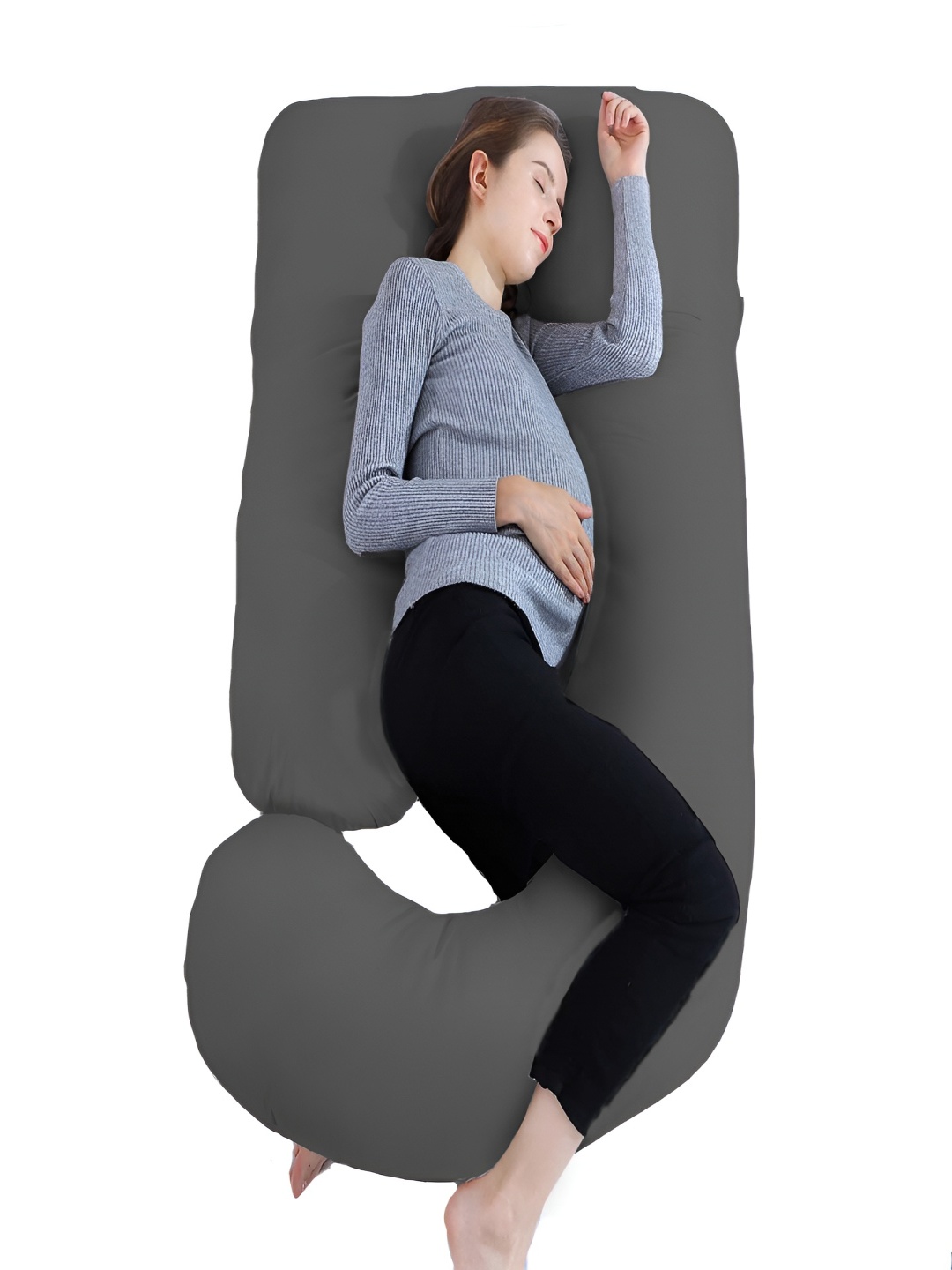 

Mom's Moon Grey Cotton Lightweight Maternity J Shaped Pillow