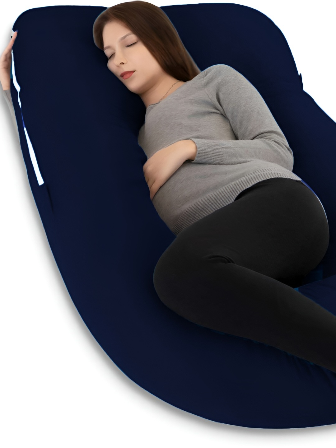 

Mom's Moon Navy Blue Cotton Lightweight Maternity G Shaped Pillow