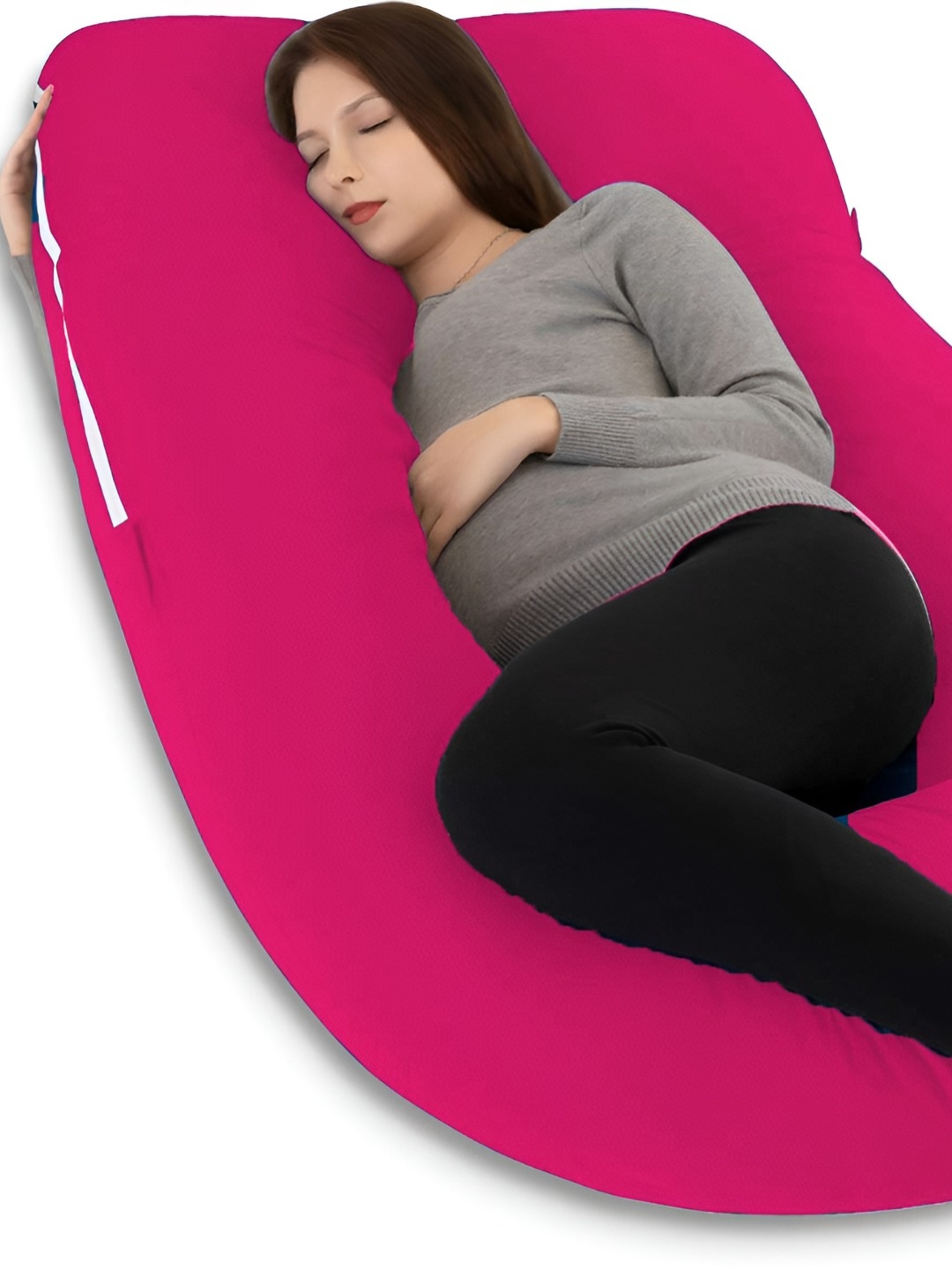 Mom's Moon Pink Cotton Lightweight Maternity G Shaped Pillow