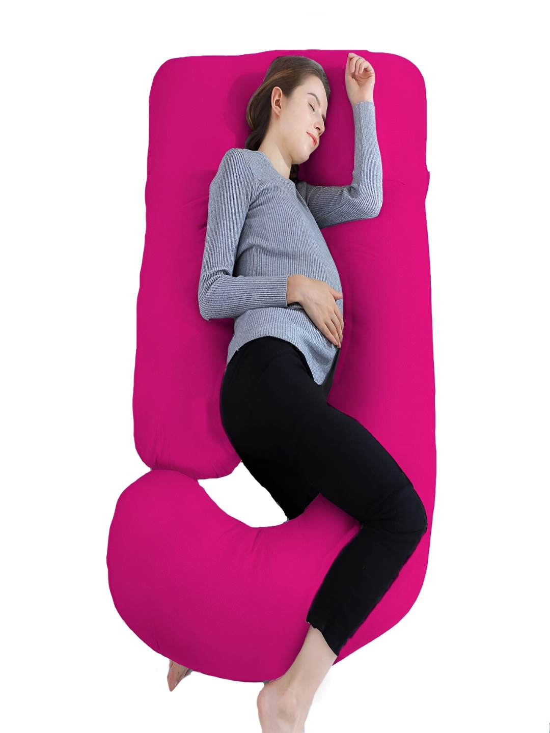 

Mom's Moon Pink Cotton Lightweight Maternity J Shaped Pillow