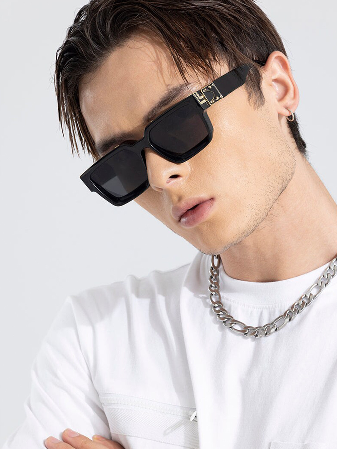 

Snitch Men Black Square Sunglasses with UV Protected Lens Sunglasses