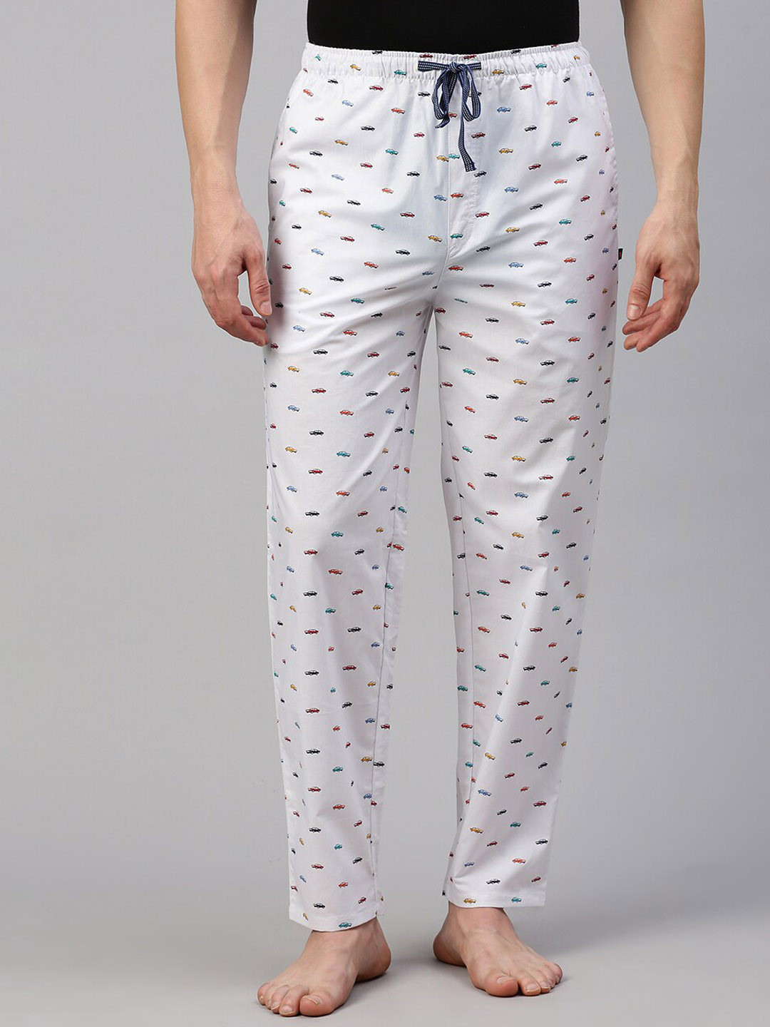 

Bareblow Men Printed Cotton Lounge Pants, White