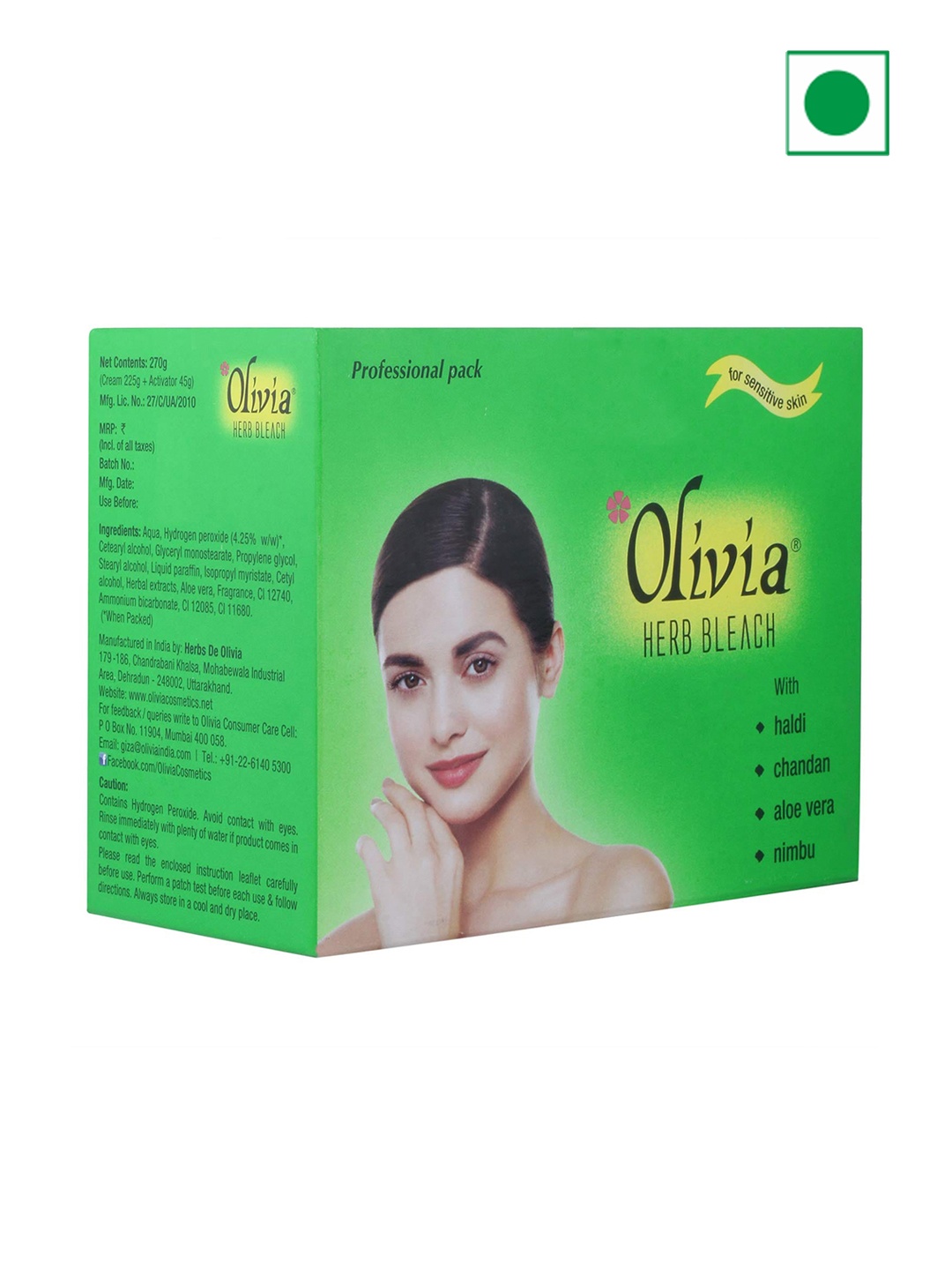 Olivia Herb Bleach Kit For Sensitive Skin - 270g, Green