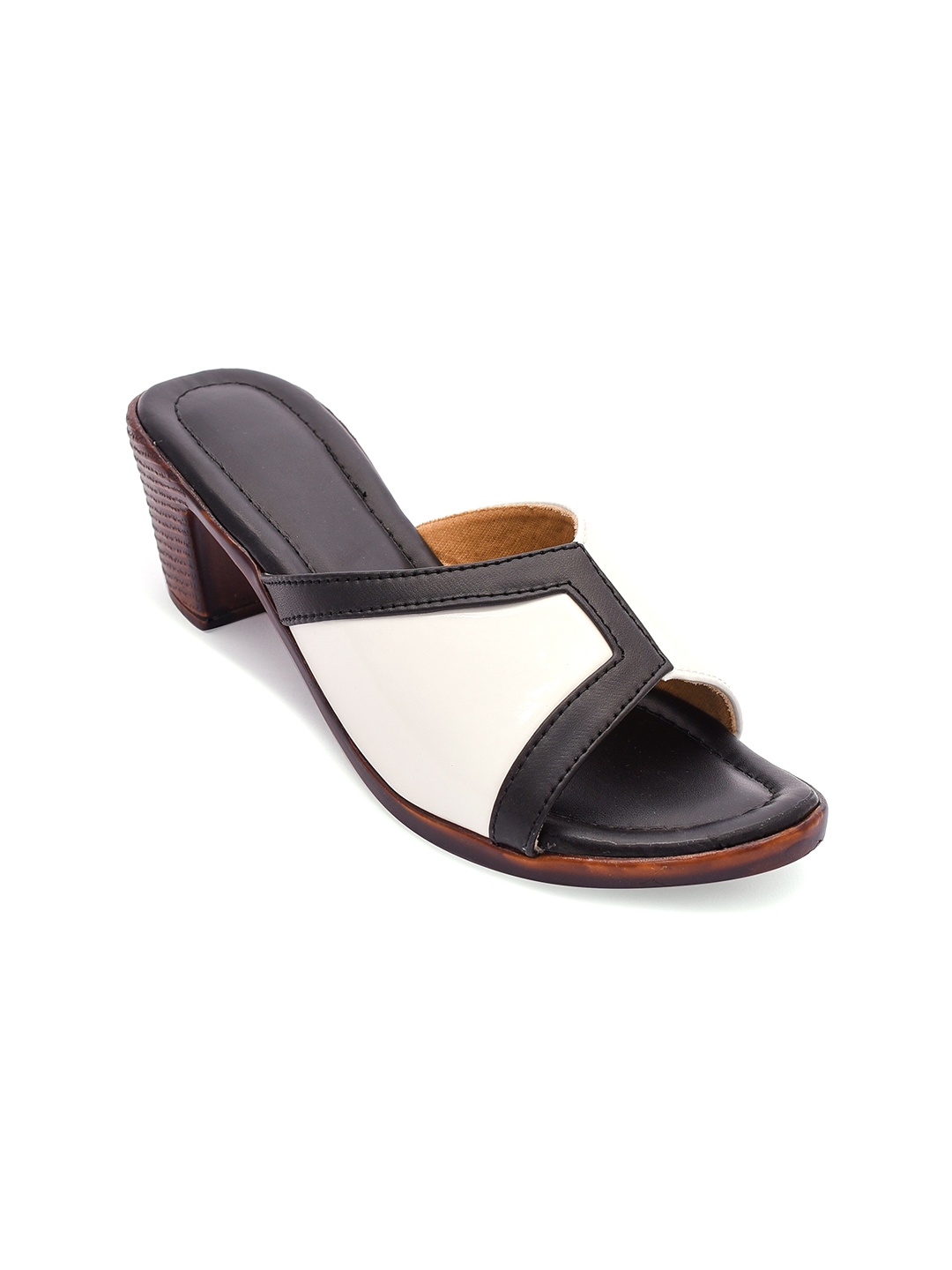

Padvesh Colourblocked Open Toe Block Heels, Black