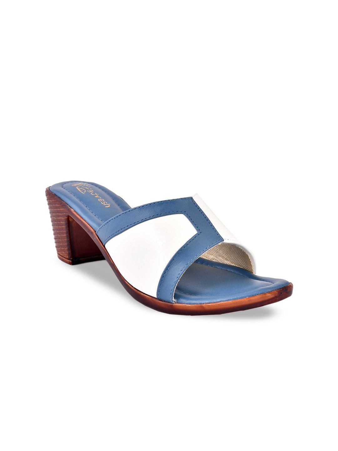 

Padvesh Colourblocked Open Toe Block Heels, Blue