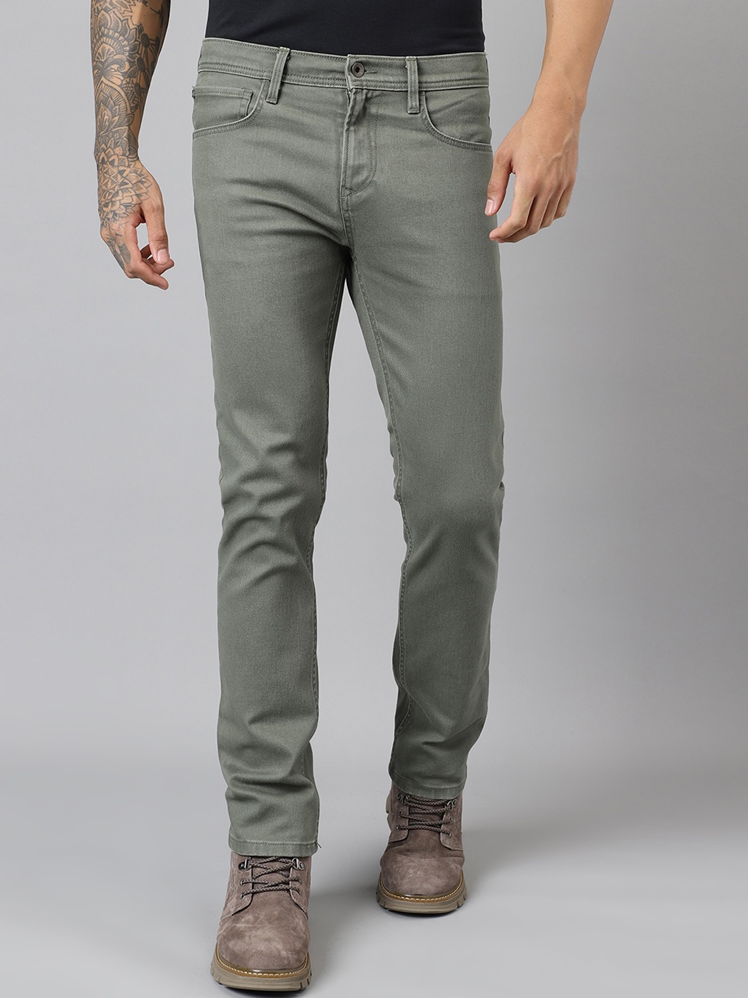 

Woodland Men Slim Fit Clean Look Stretchable Jeans, Olive