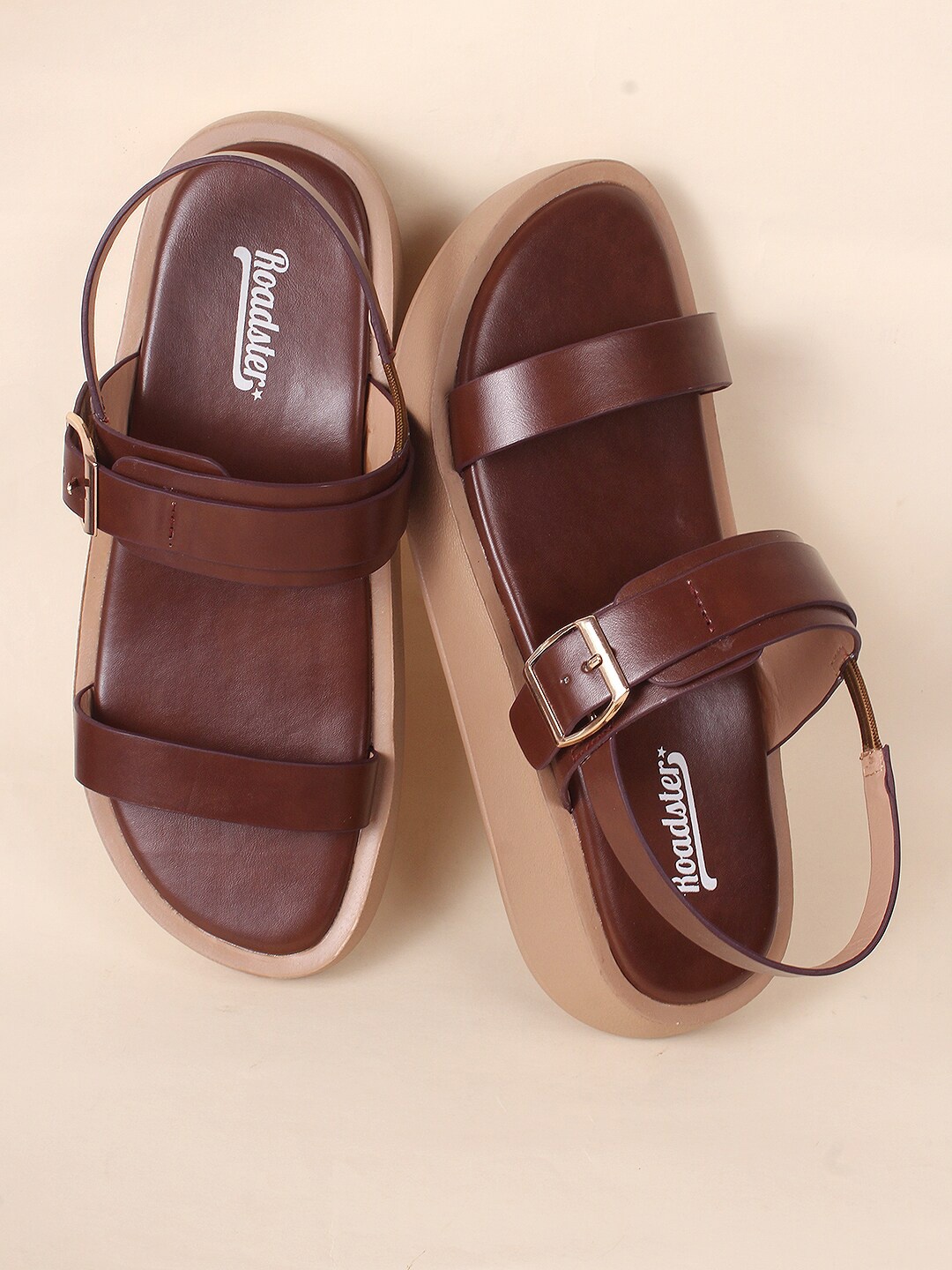 

Roadster Brown Platform Sandals with Buckles