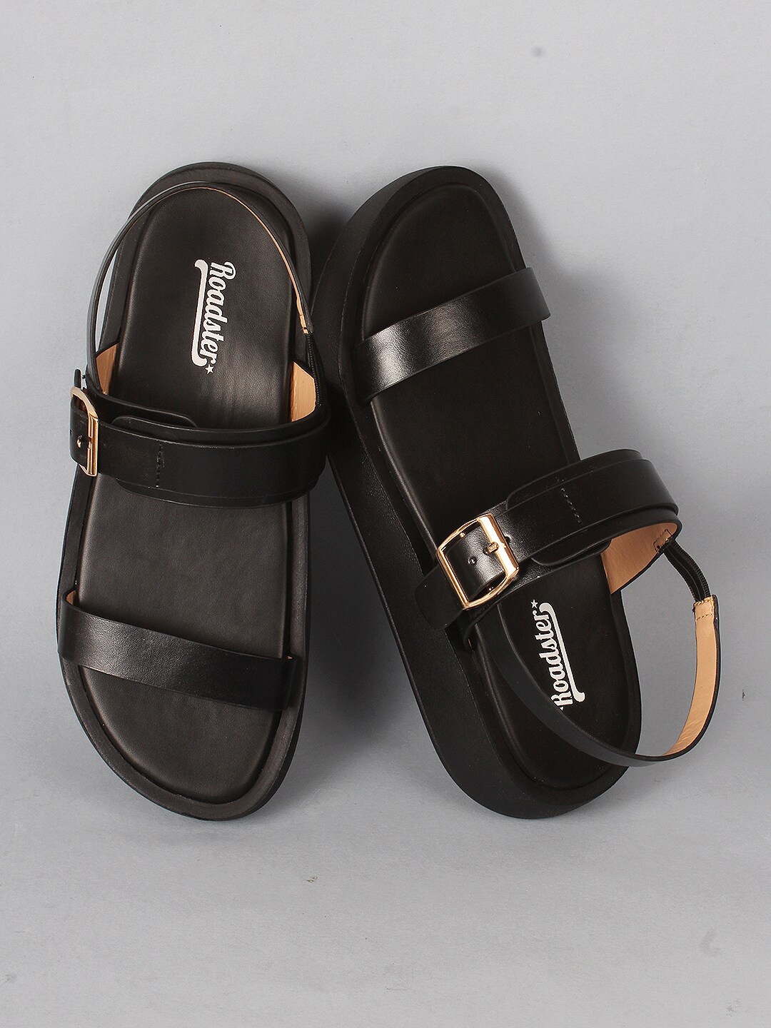 

Roadster Black Platform Sandals with Buckles