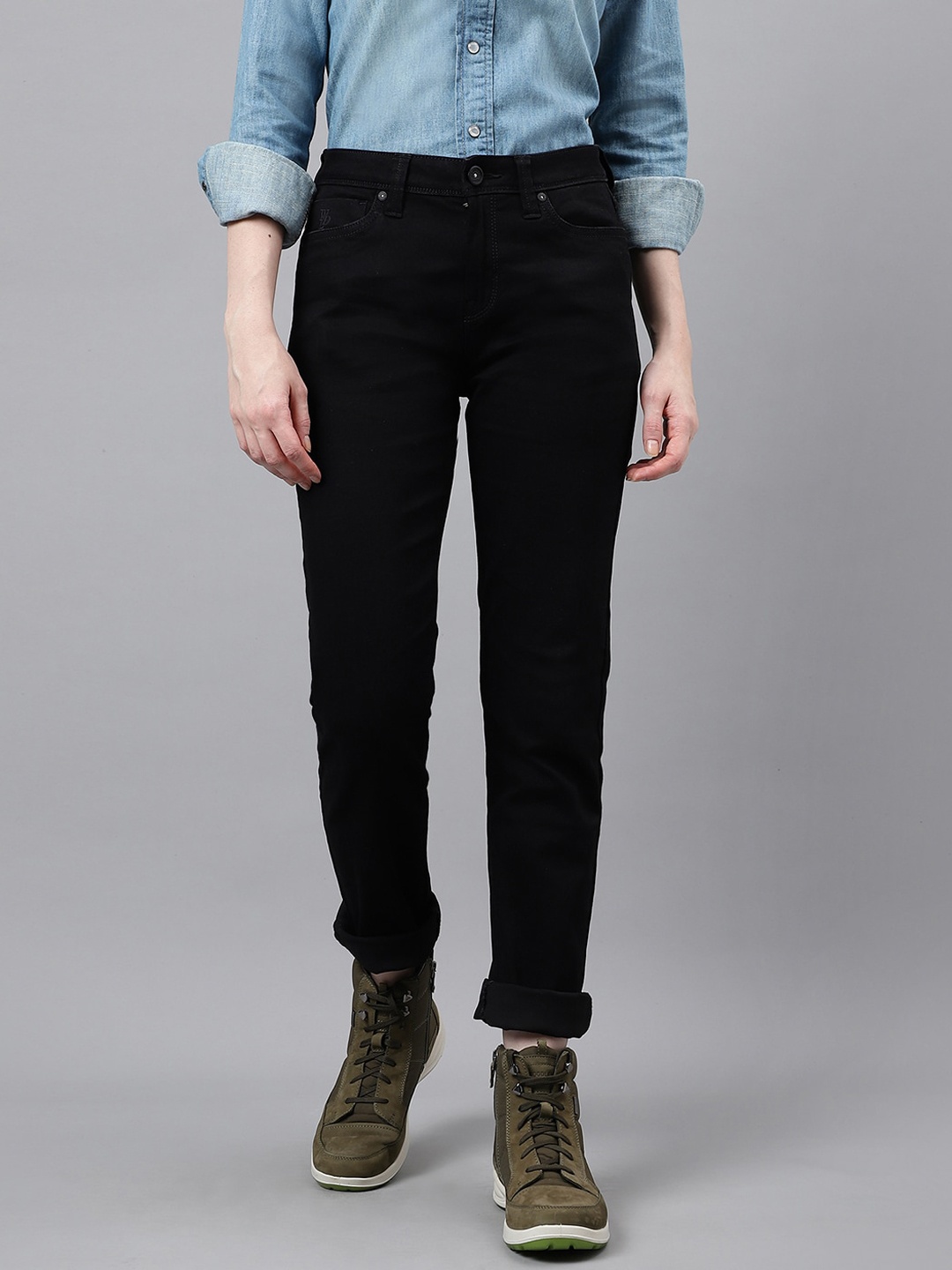

Woodland Women Slim Fit Mid-Rise Clean Look Stretchable Jeans, Black