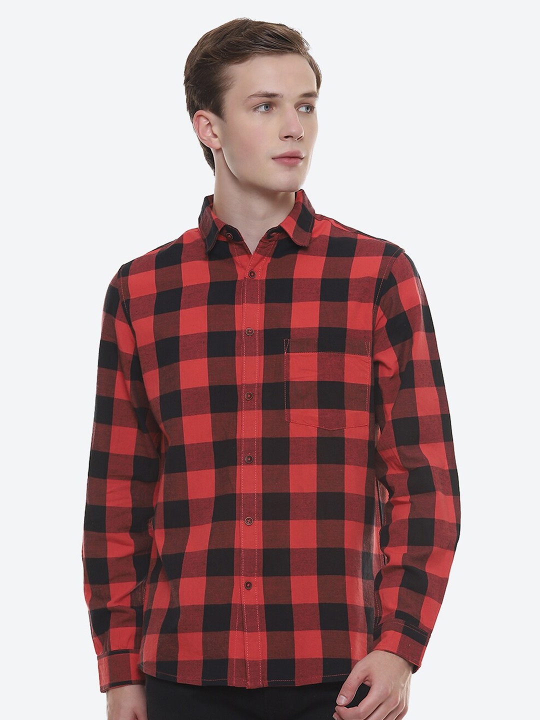 

2Bme Buffalo Checked Cotton Casual Shirt, Red