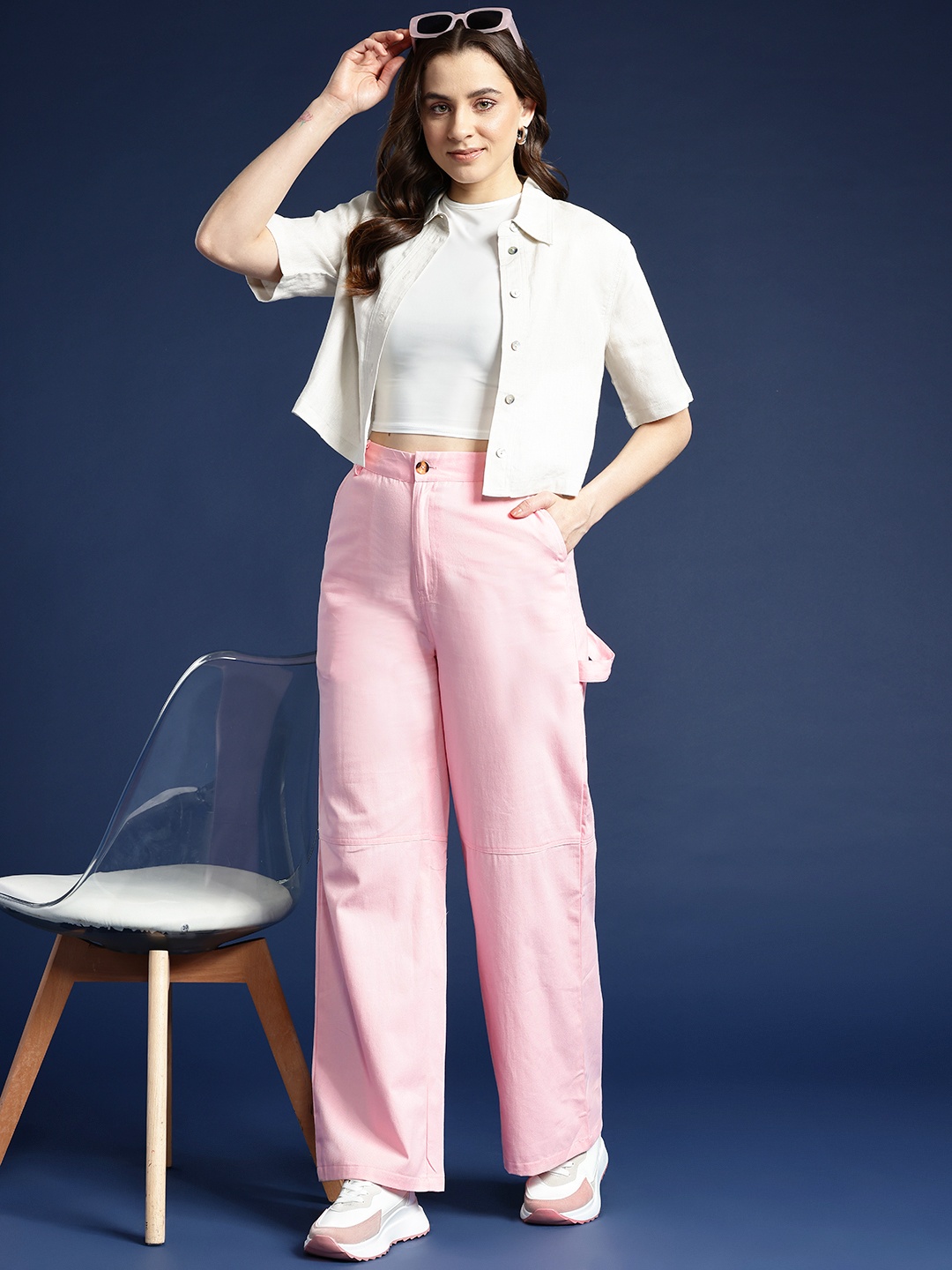 

Mast & Harbour Women Twill Trousers, Pink