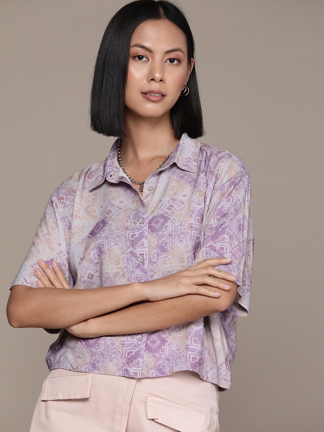 

The Roadster Lifestyle Co. Printed Casual Shirt, Grey