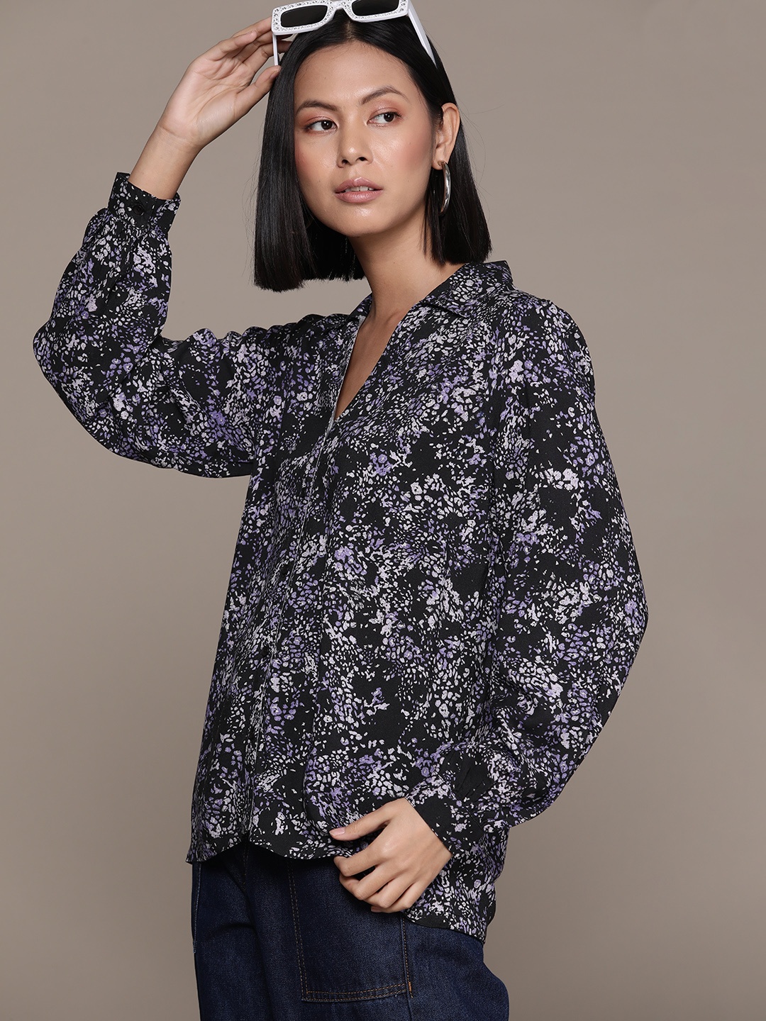

The Roadster Lifestyle Co. Printed Casual Shirt, Black