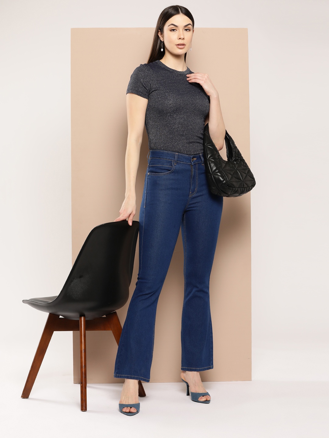 

Chemistry Women Flared Stretchable Jeans, Blue