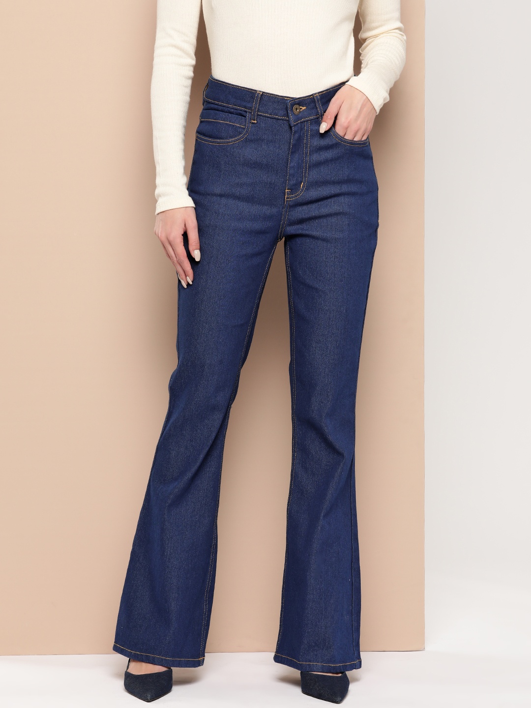 

Chemistry Women Flared High-Rise Stretchable Jeans, Blue