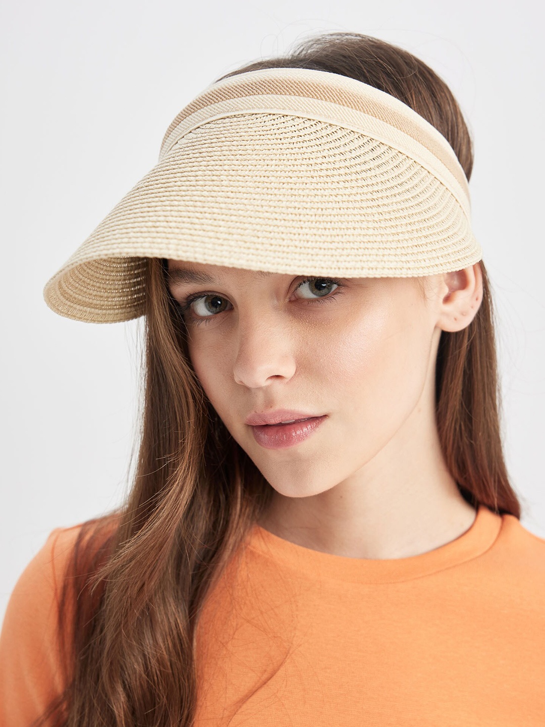 

DeFacto Women Self Design Visor Cap, Beige