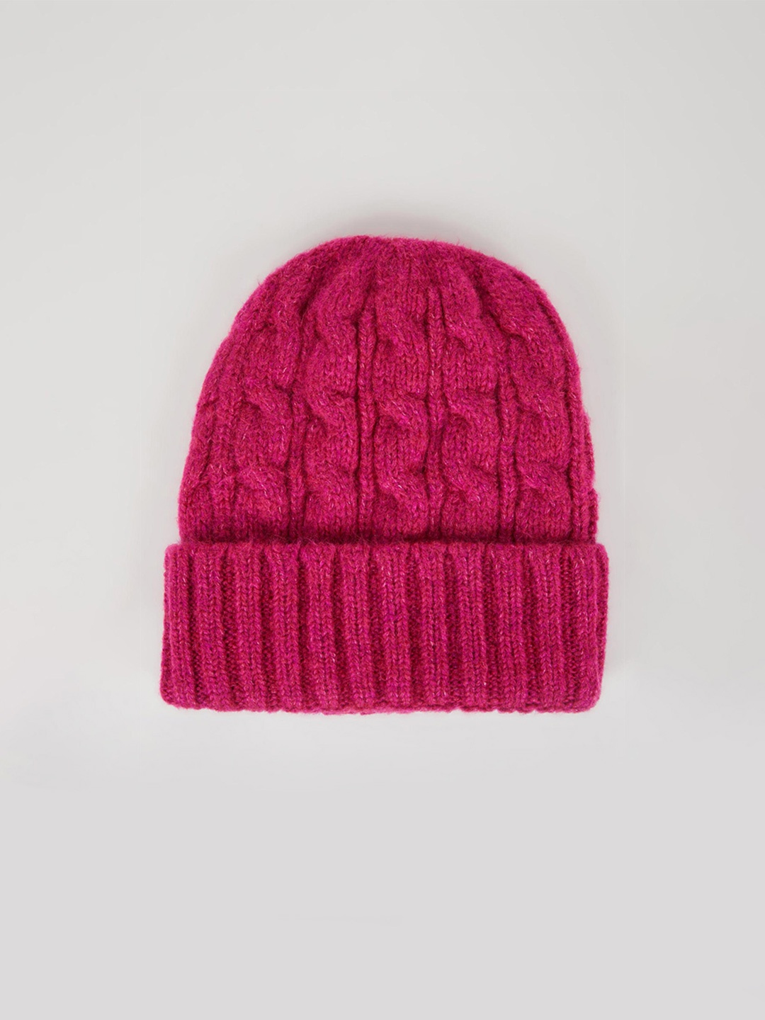

DeFacto Women Self Design Beanie, Pink